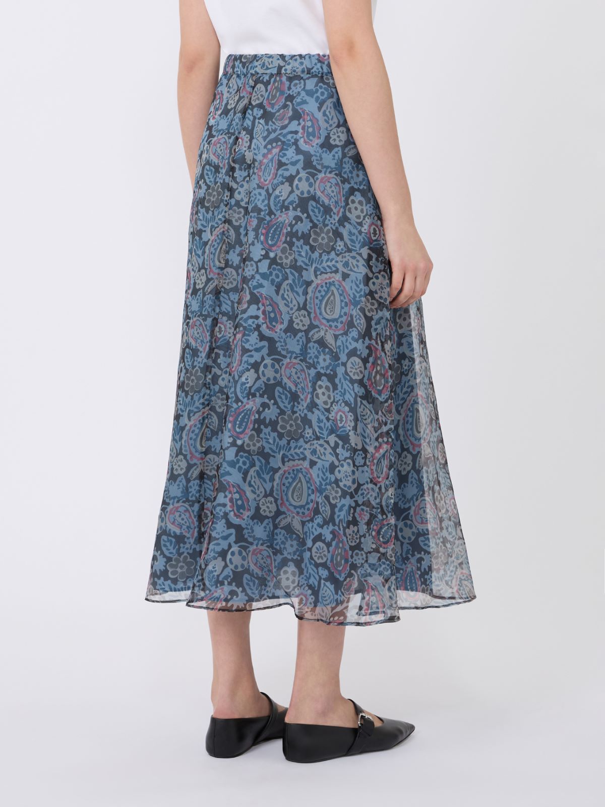 Long printed silk skirt - LIGHT BLUE - Weekend - 3