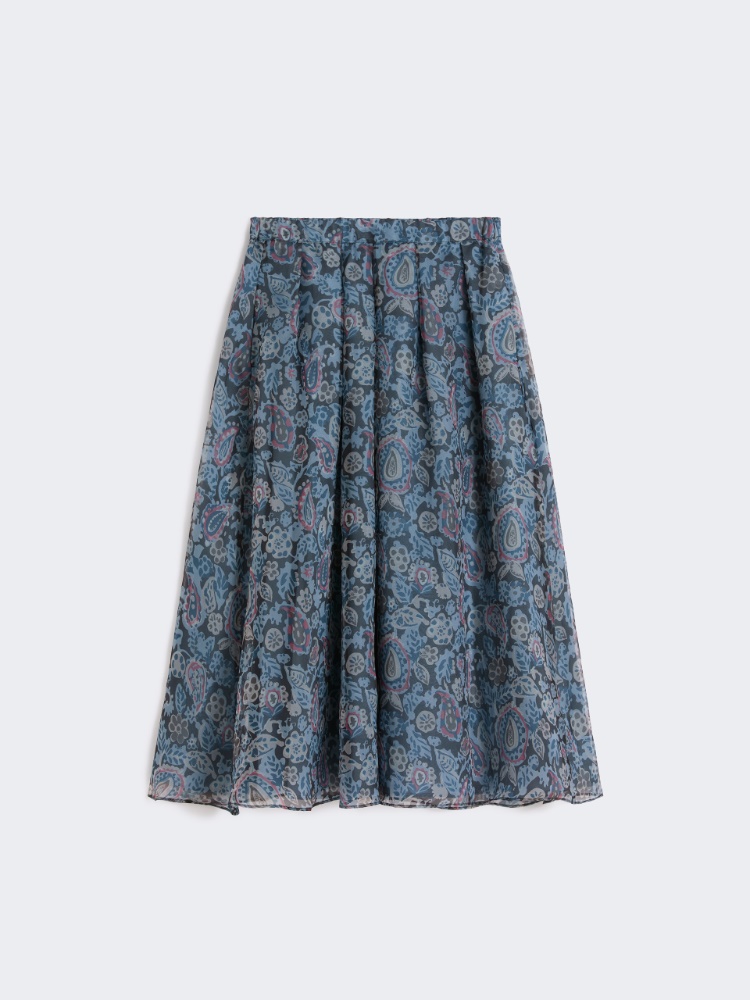 Long printed silk skirt - LIGHT BLUE - Weekend