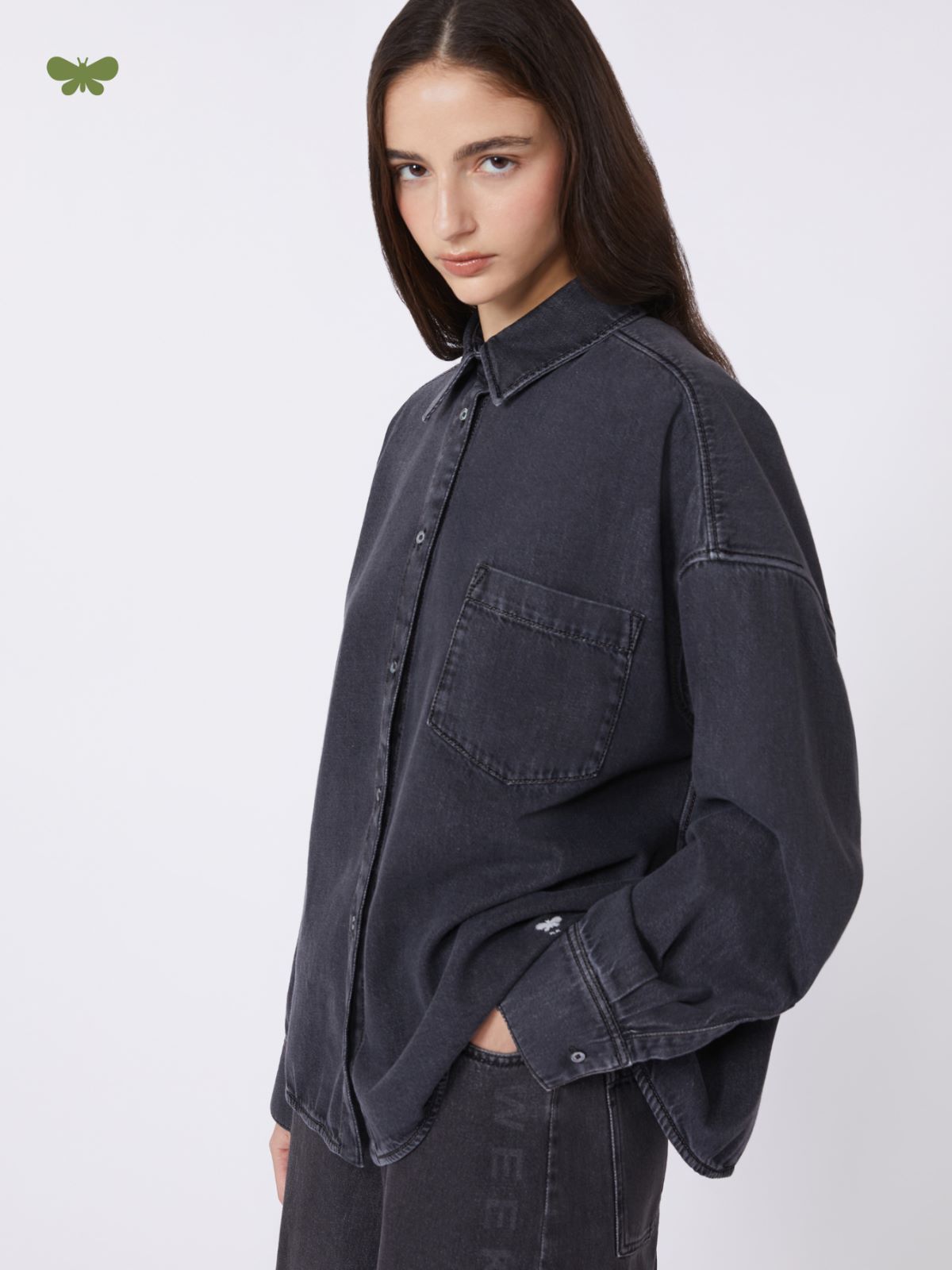 Cotton denim shirt - BLACK - Weekend - 4