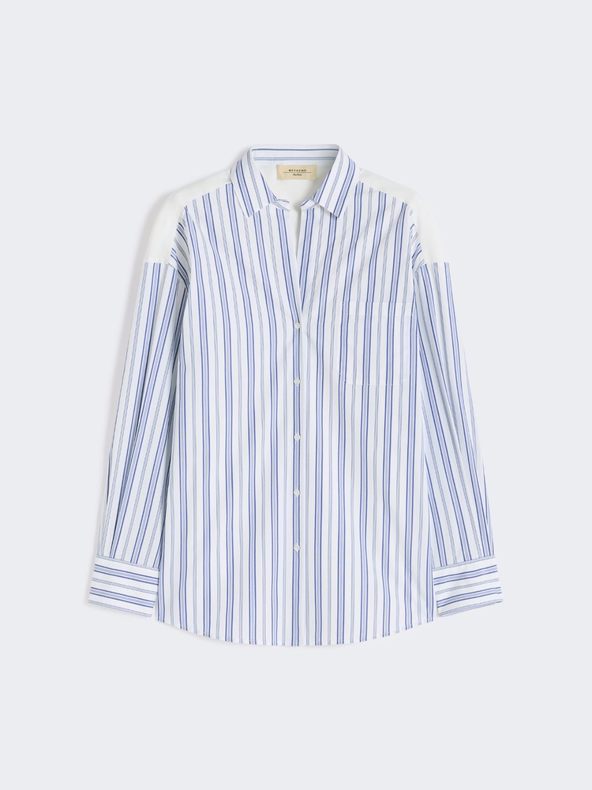 Striped cotton shirt with eyelet lace - NAVY - Weekend - 6