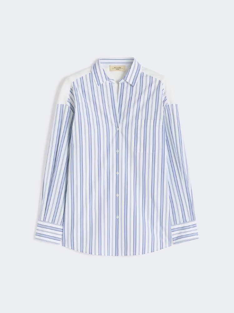 Striped cotton shirt with eyelet lace - NAVY - Weekend - 2