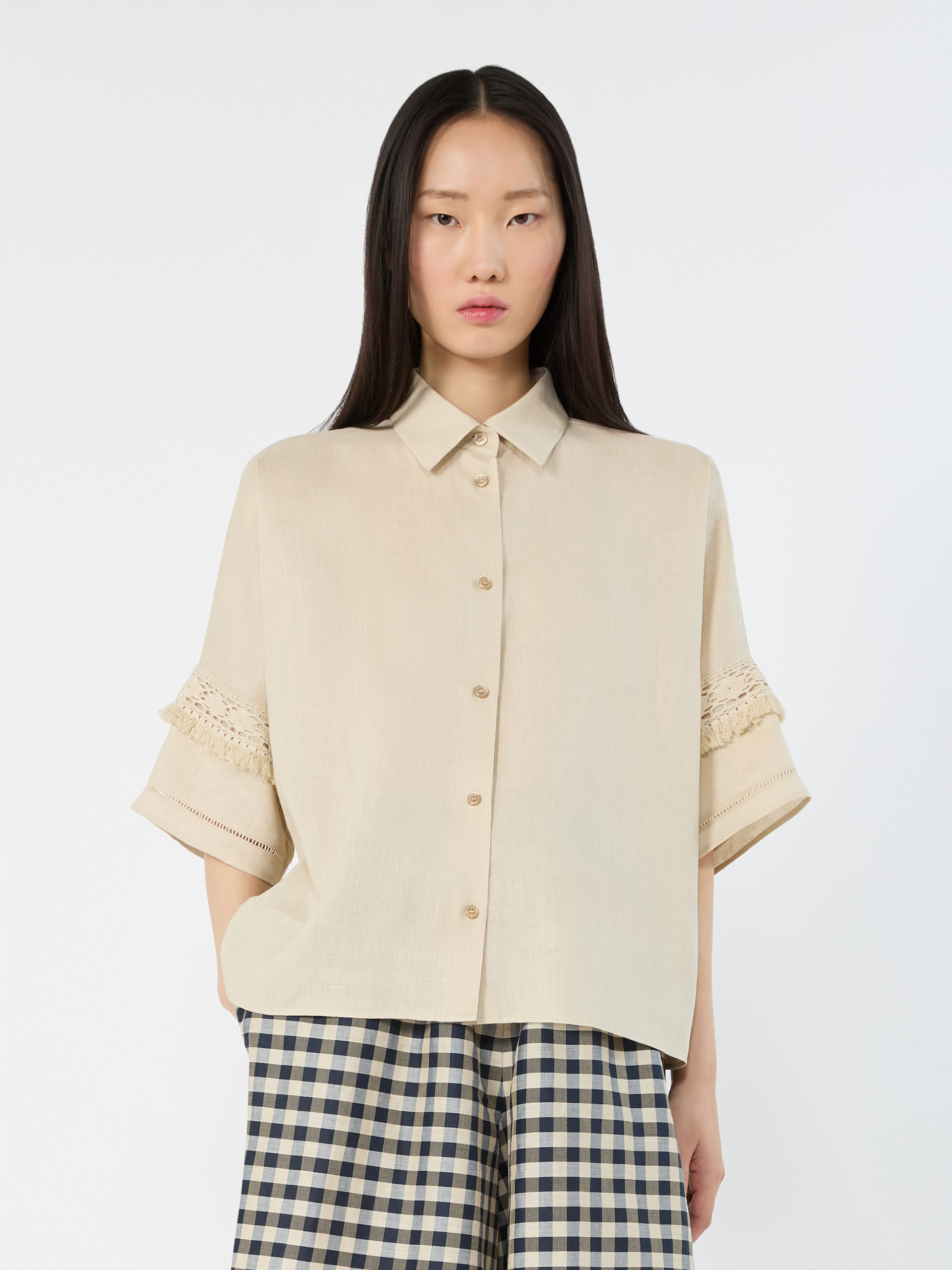 Linen fabric shirt - SAND - Weekend Max Mara - 2