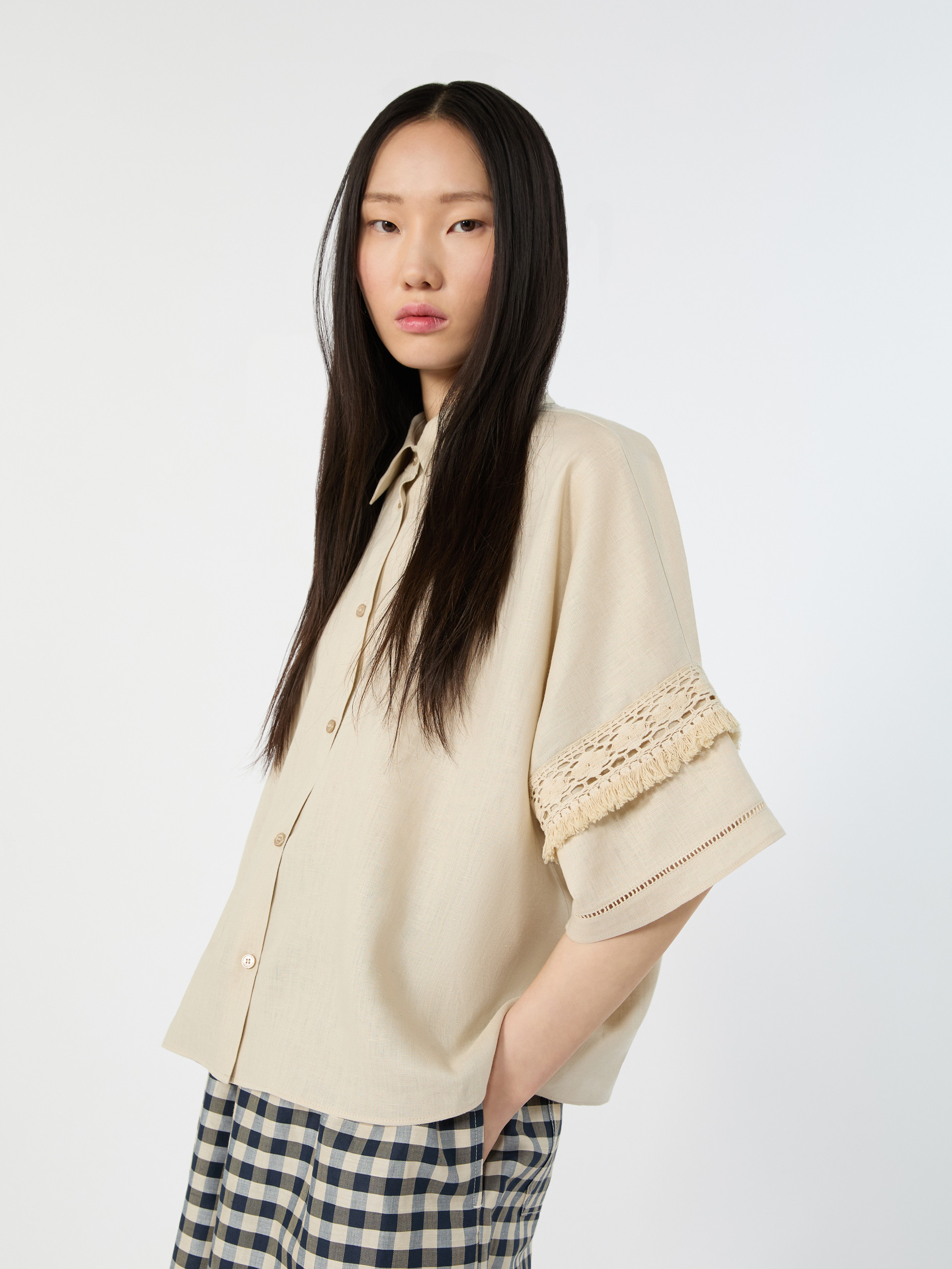 Linen fabric shirt - SAND - Weekend Max Mara - 4