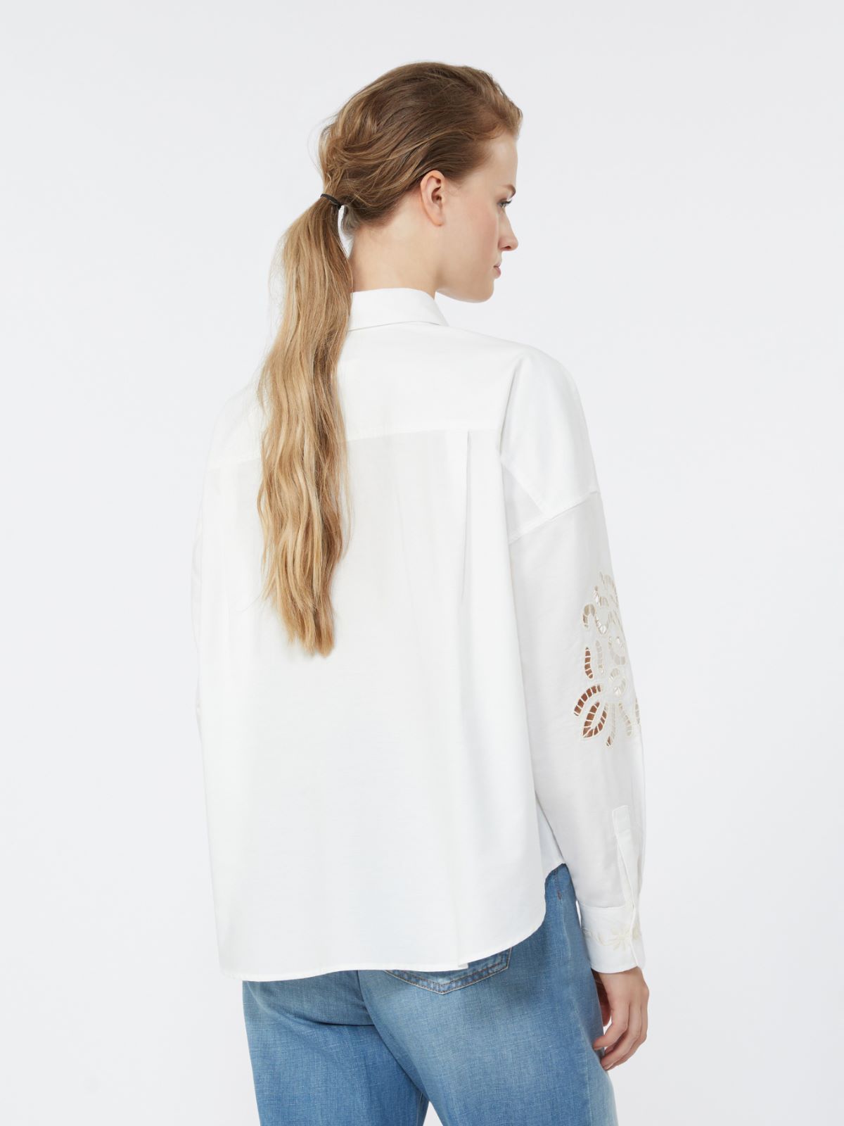 Cotton blouse with lace and embroideries - WHITE - Weekend - 3