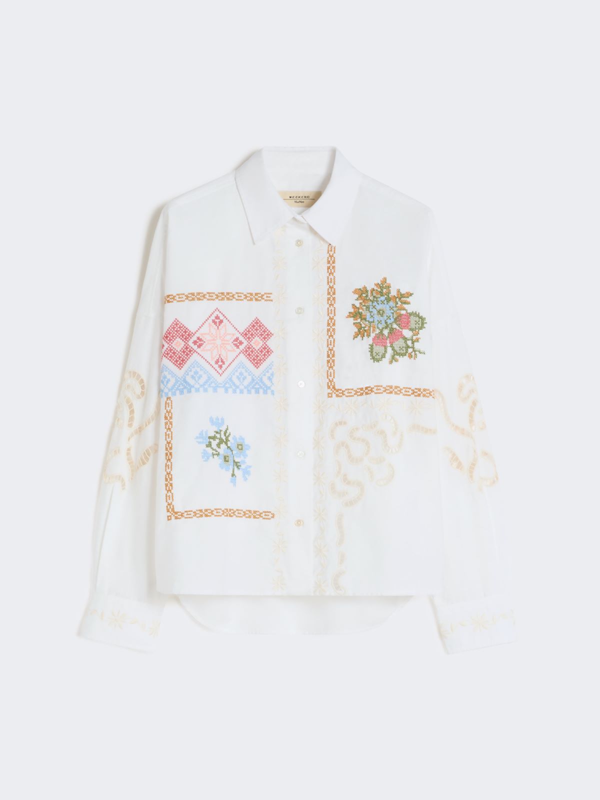 Cotton blouse with lace and embroideries - WHITE - Weekend - 5