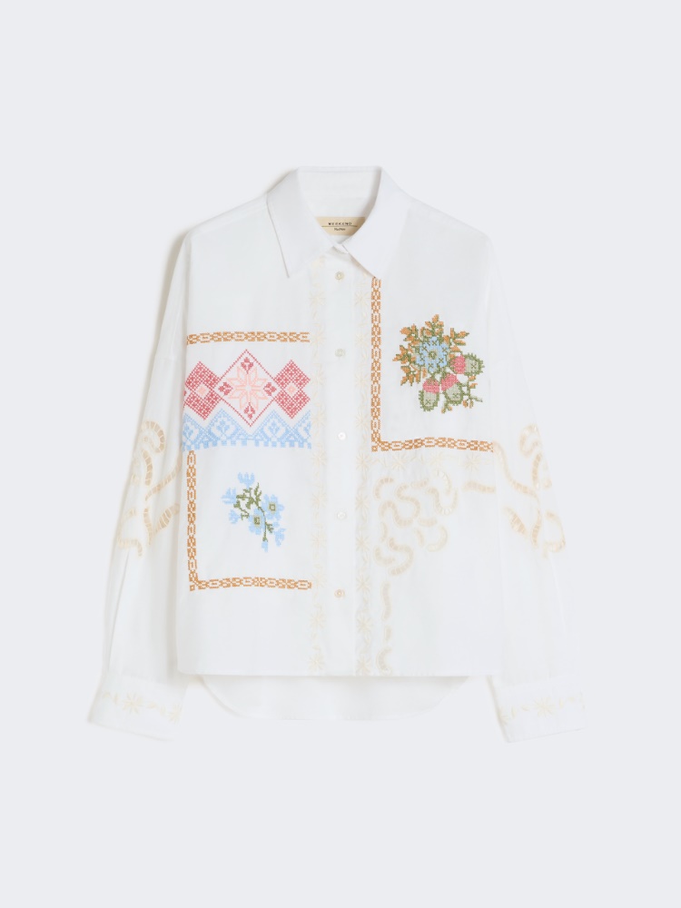 Cotton blouse with lace and embroideries - WHITE - Weekend - 6