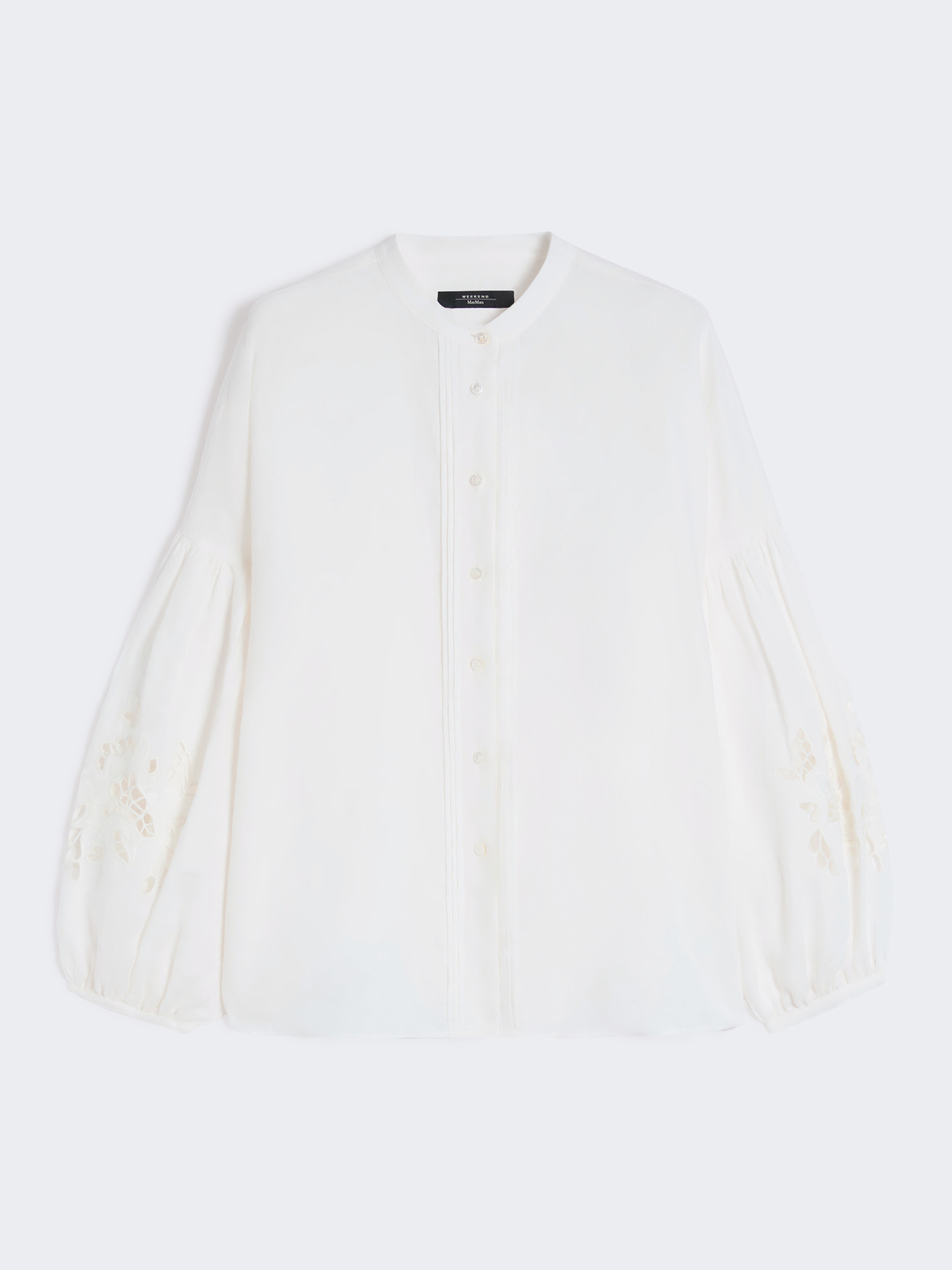 Linen canvas mandarin-collar shirt - WHITE - Weekend Max Mara - 6
