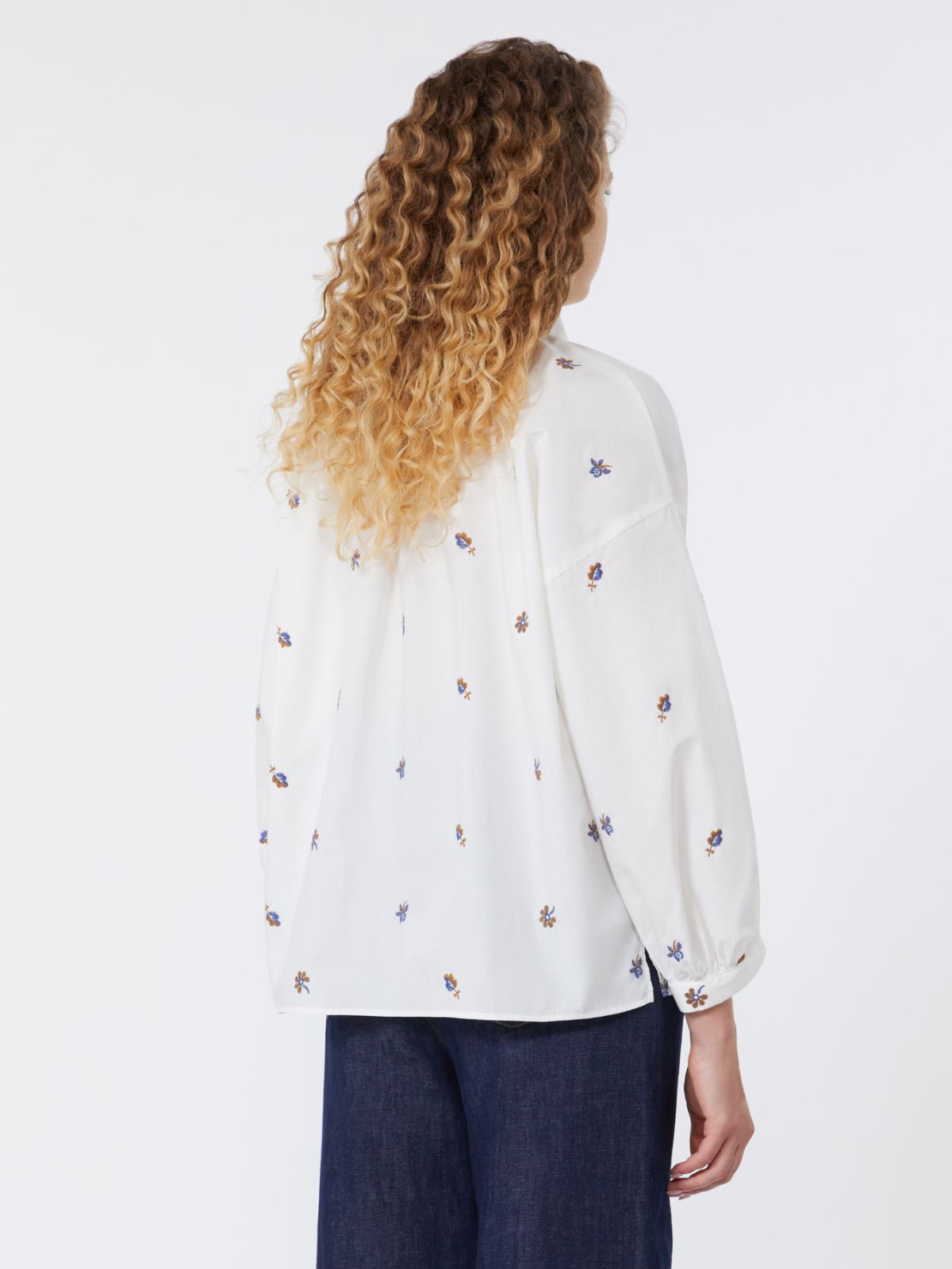 Poplin shirt with embroidery - WHITE - Weekend - 3