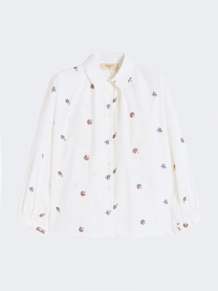 Poplin shirt with embroidery - WHITE - Weekend - 2
