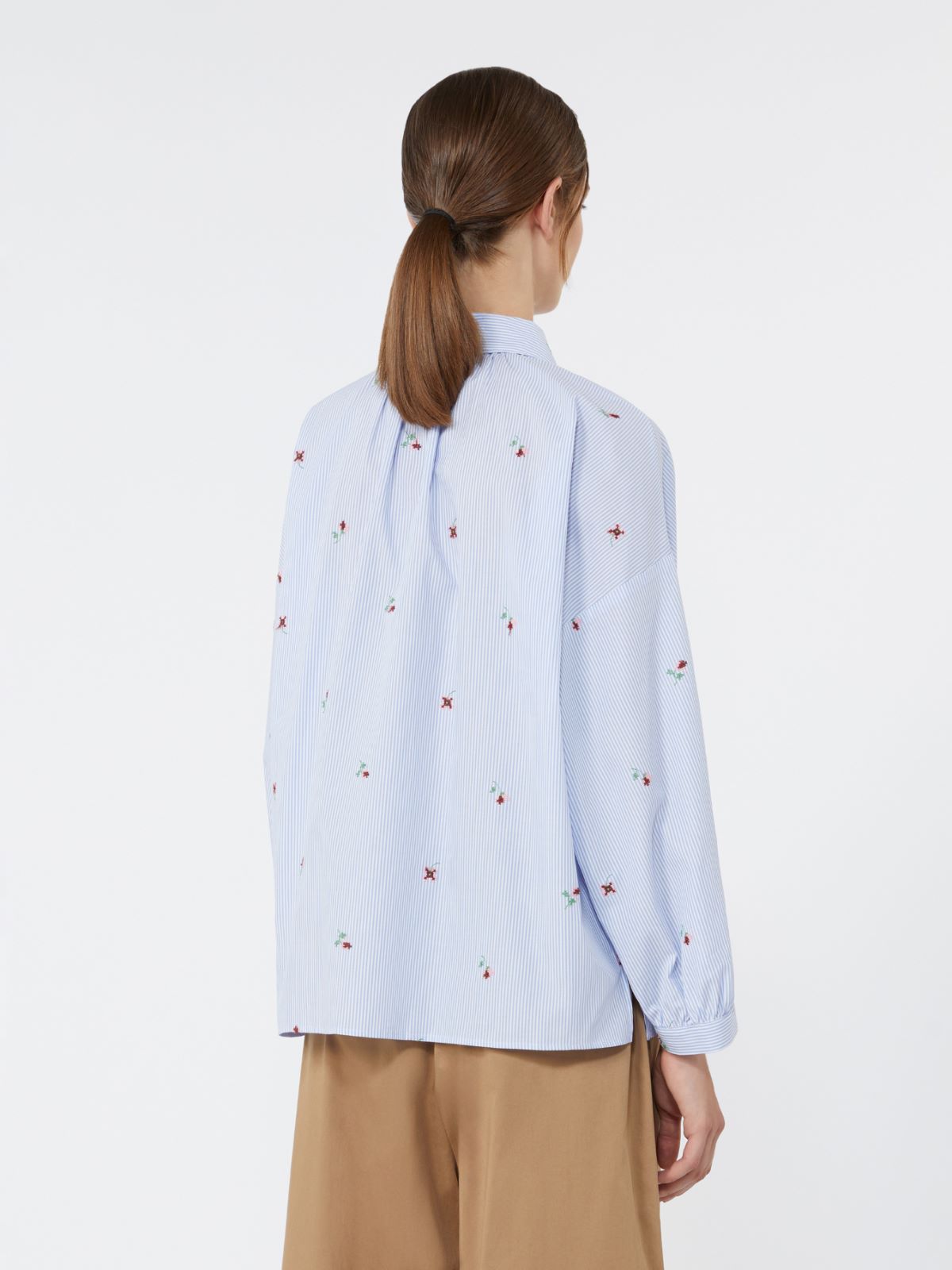 Poplin shirt with embroidery - LIGHT BLUE - Weekend - 3