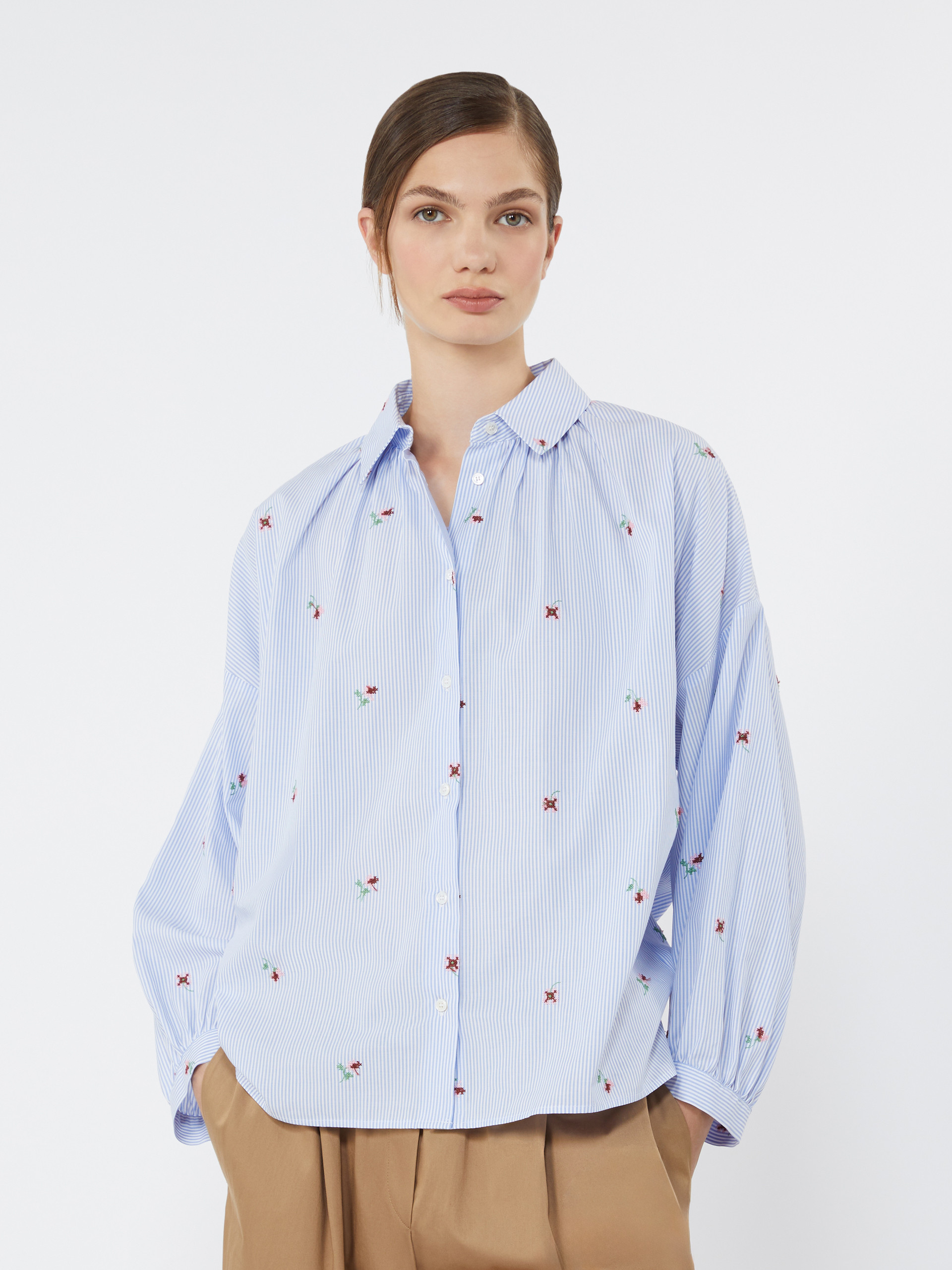 Poplin shirt with embroidery - LIGHT BLUE - Weekend Max Mara - 4