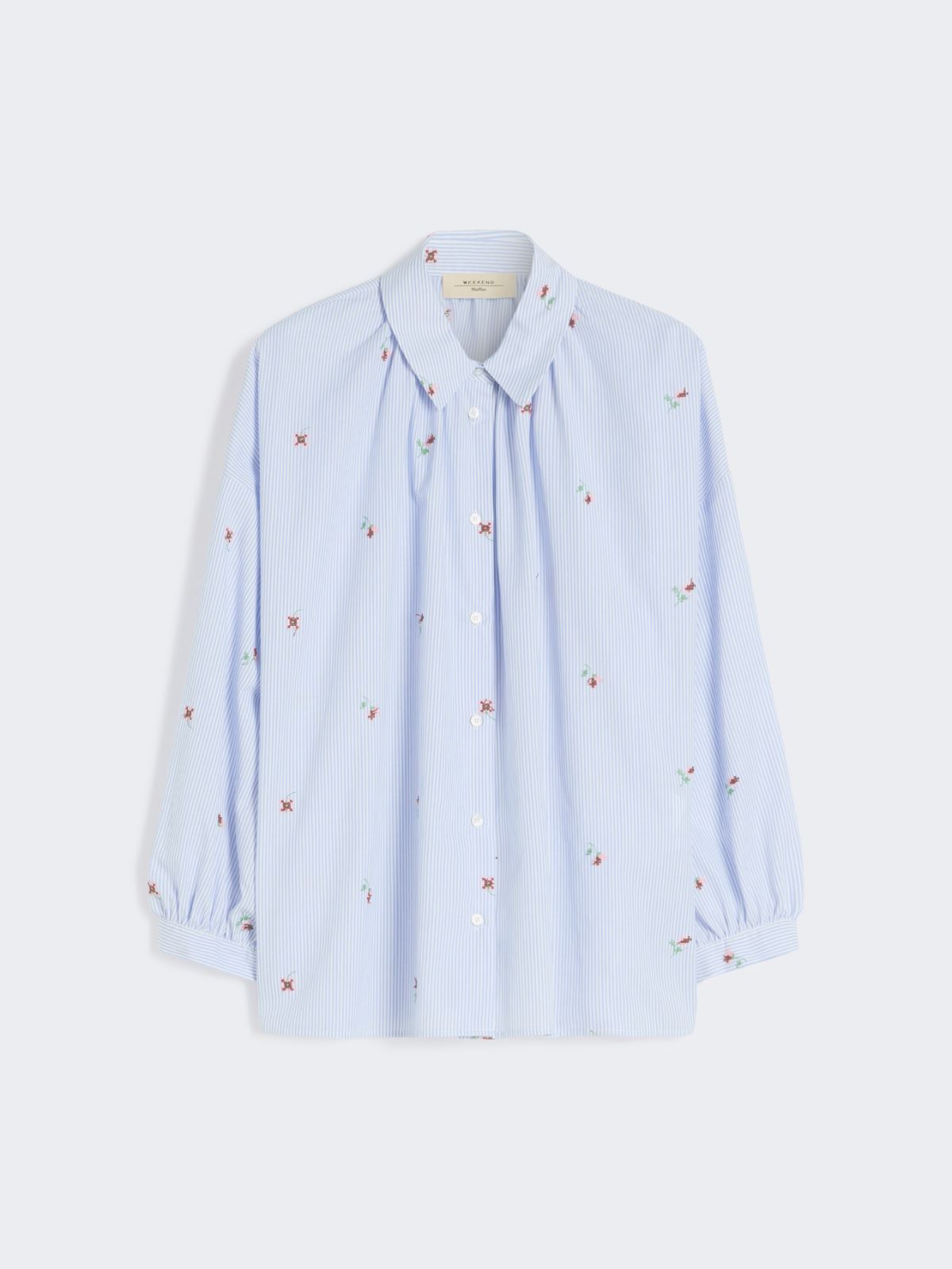 Poplin shirt with embroidery - LIGHT BLUE - Weekend - 5