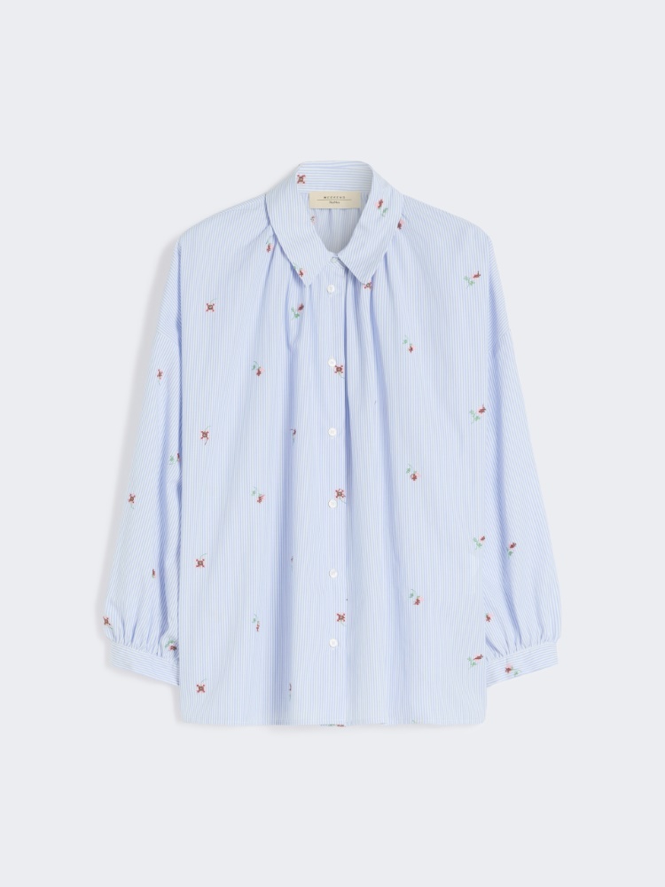 Poplin shirt with embroidery - LIGHT BLUE - Weekend - 2