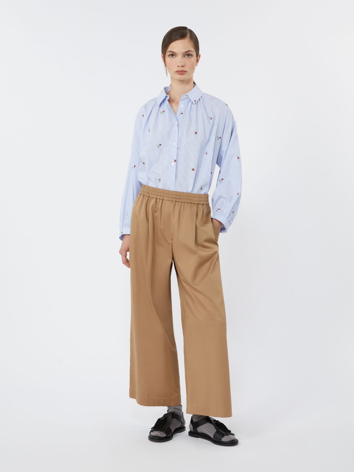 Poplin shirt with embroidery - LIGHT BLUE - Weekend
