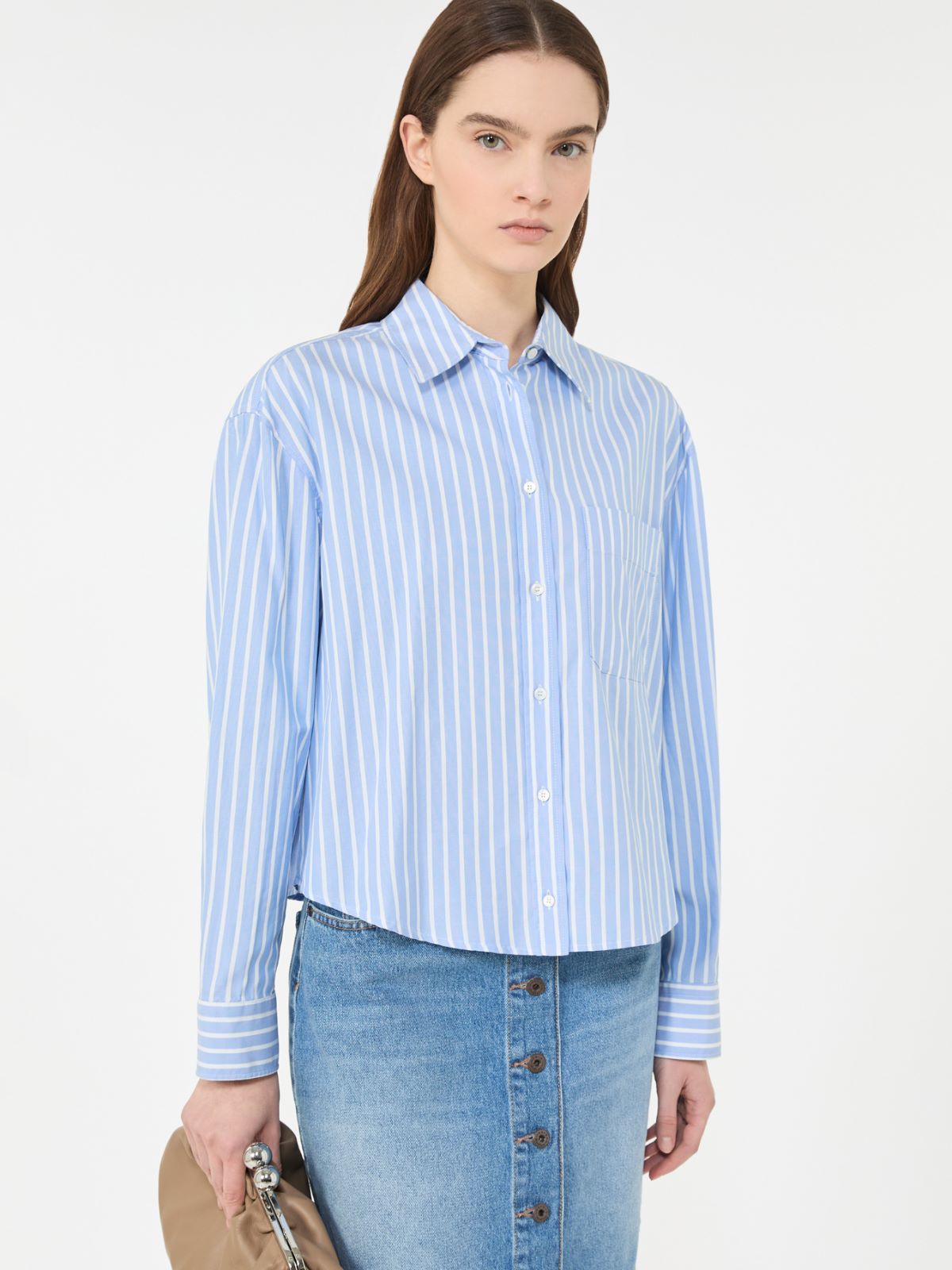Striped cotton Oxford shirt - LIGHT BLUE - Weekend - 4