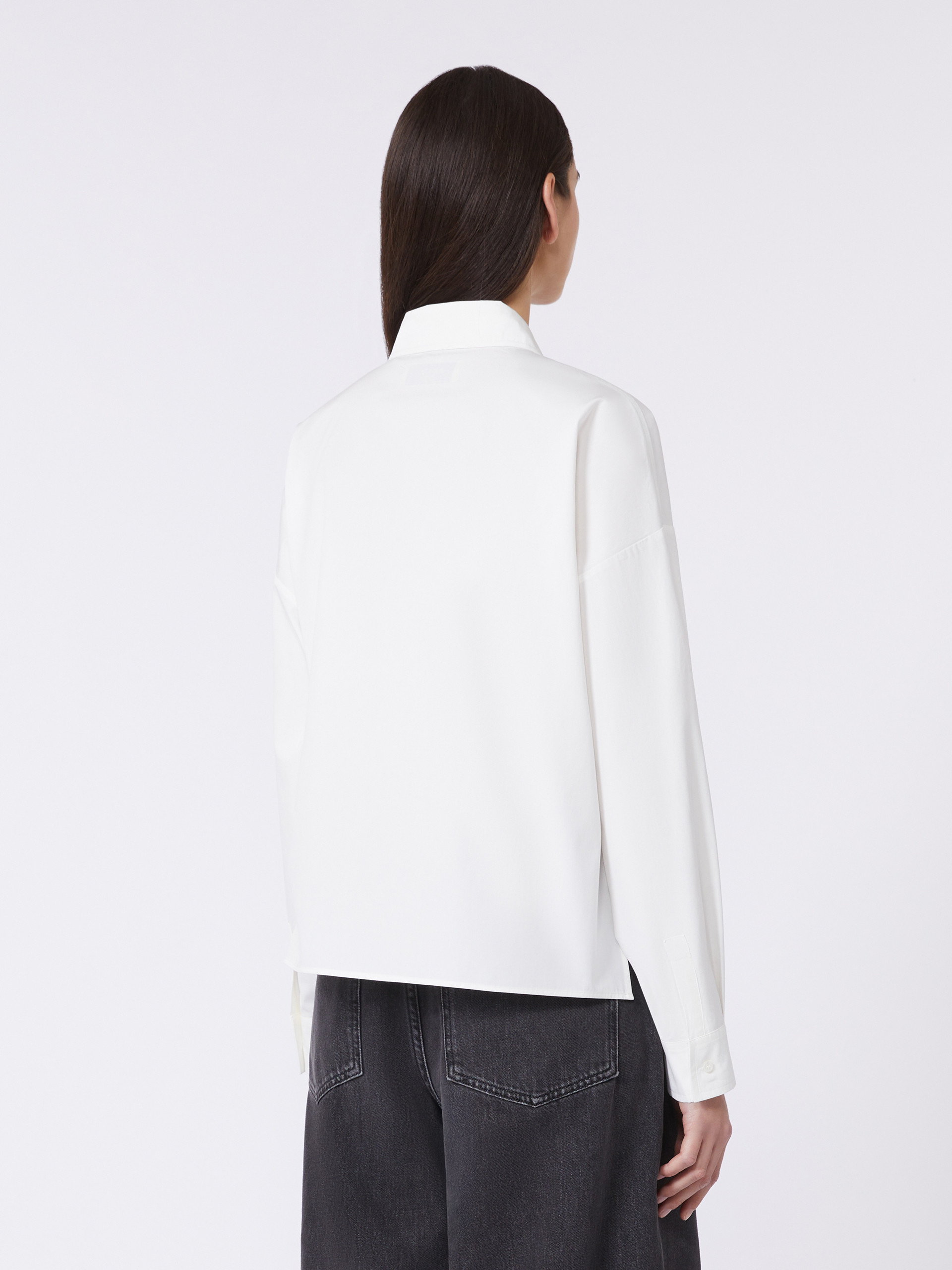 Asymmetrical washed cotton shirt - WHITE - Weekend Max Mara - 3