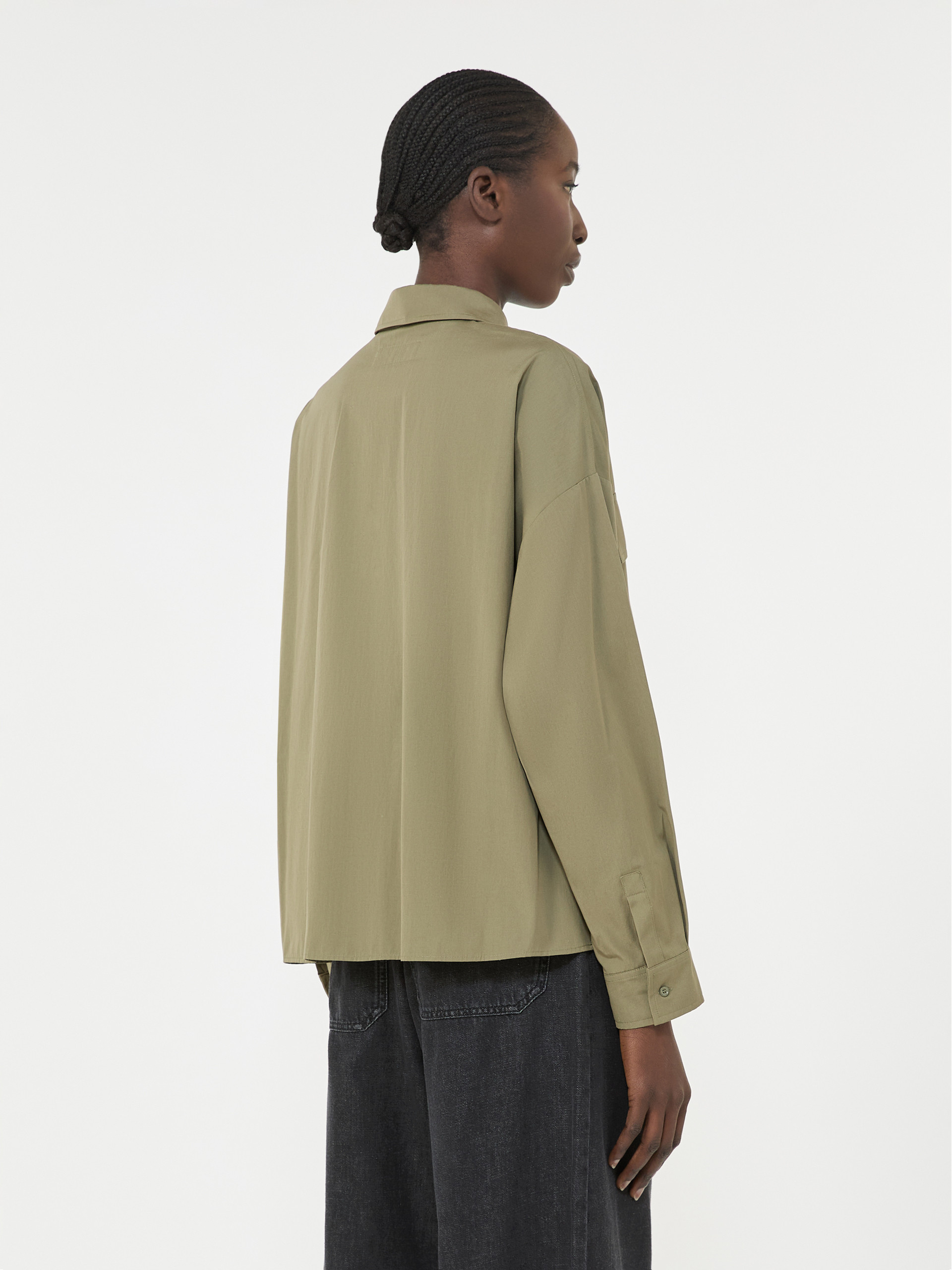 Asymmetrical washed cotton shirt - KAKI - Weekend Max Mara - 3