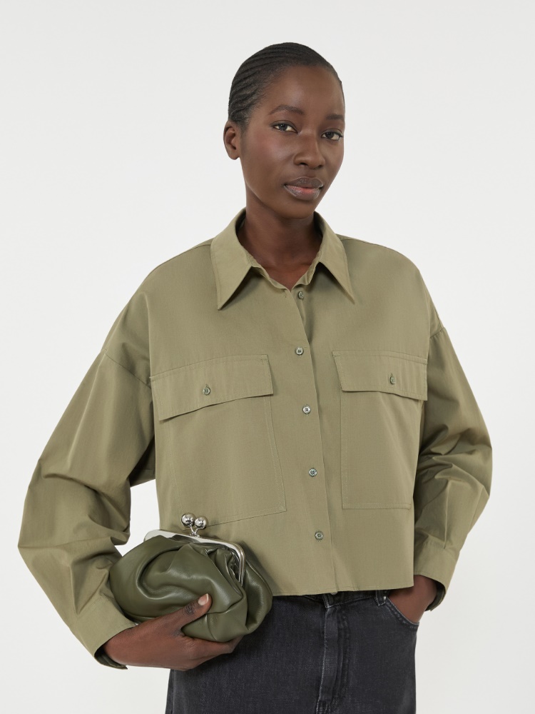 Asymmetrical washed cotton shirt - KAKI - Weekend