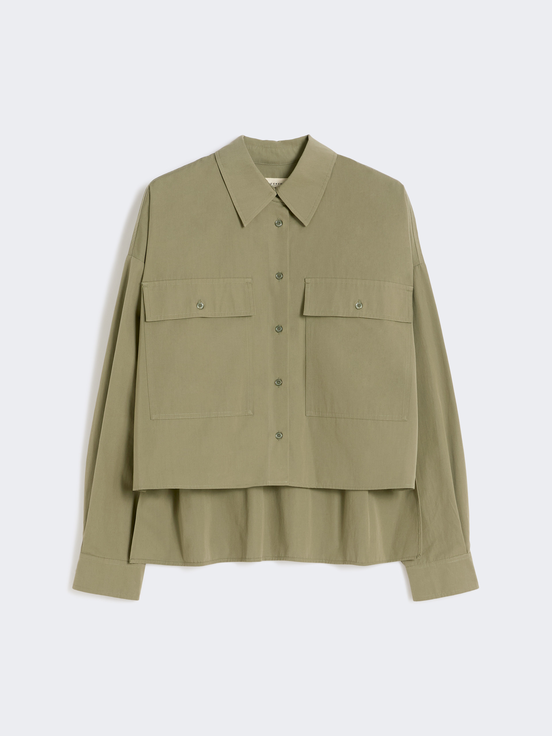 Asymmetrical washed cotton shirt - KAKI - Weekend Max Mara - 5
