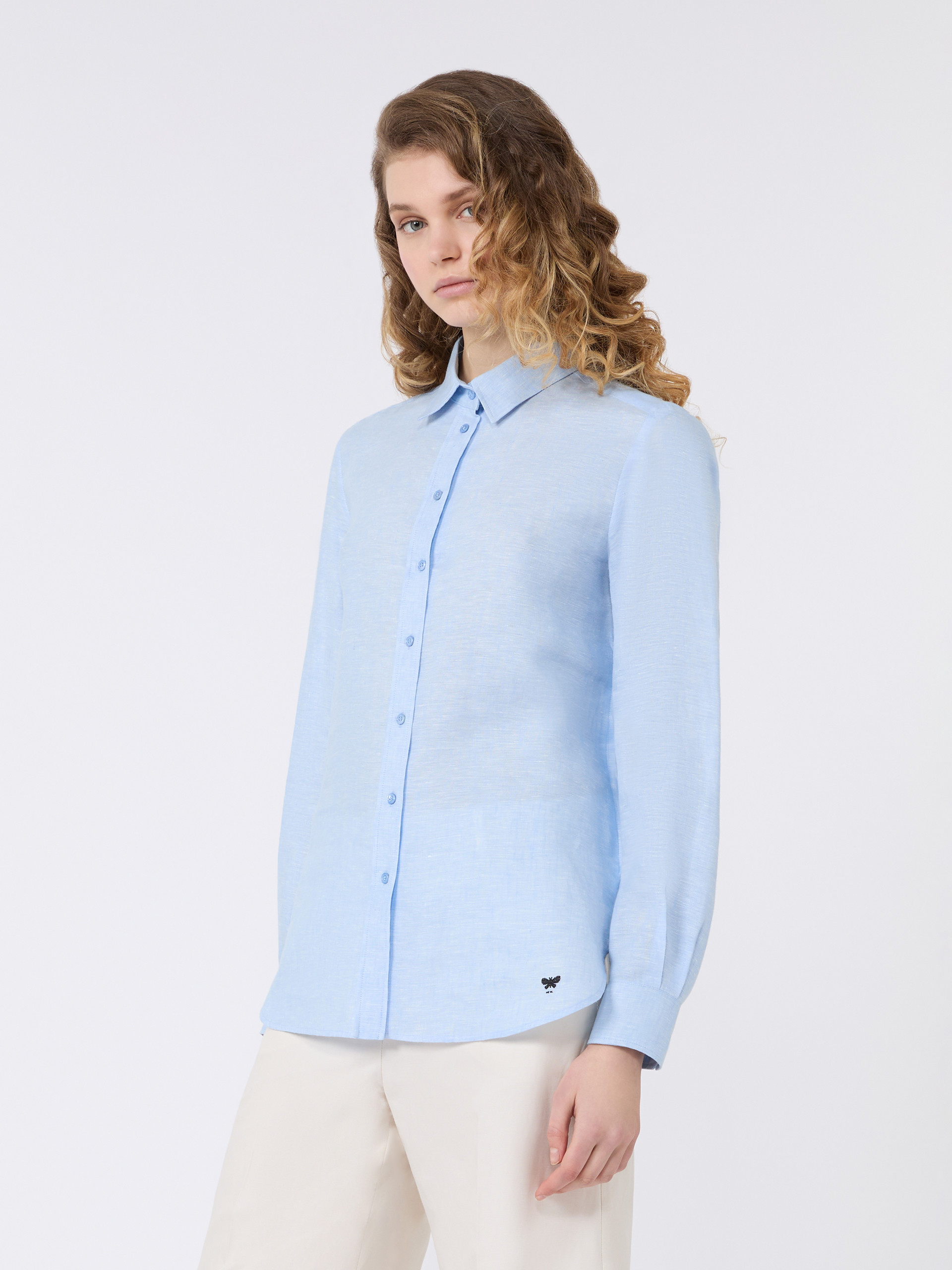Linen fabric shirt - SKY BLUE - Weekend Max Mara - 2