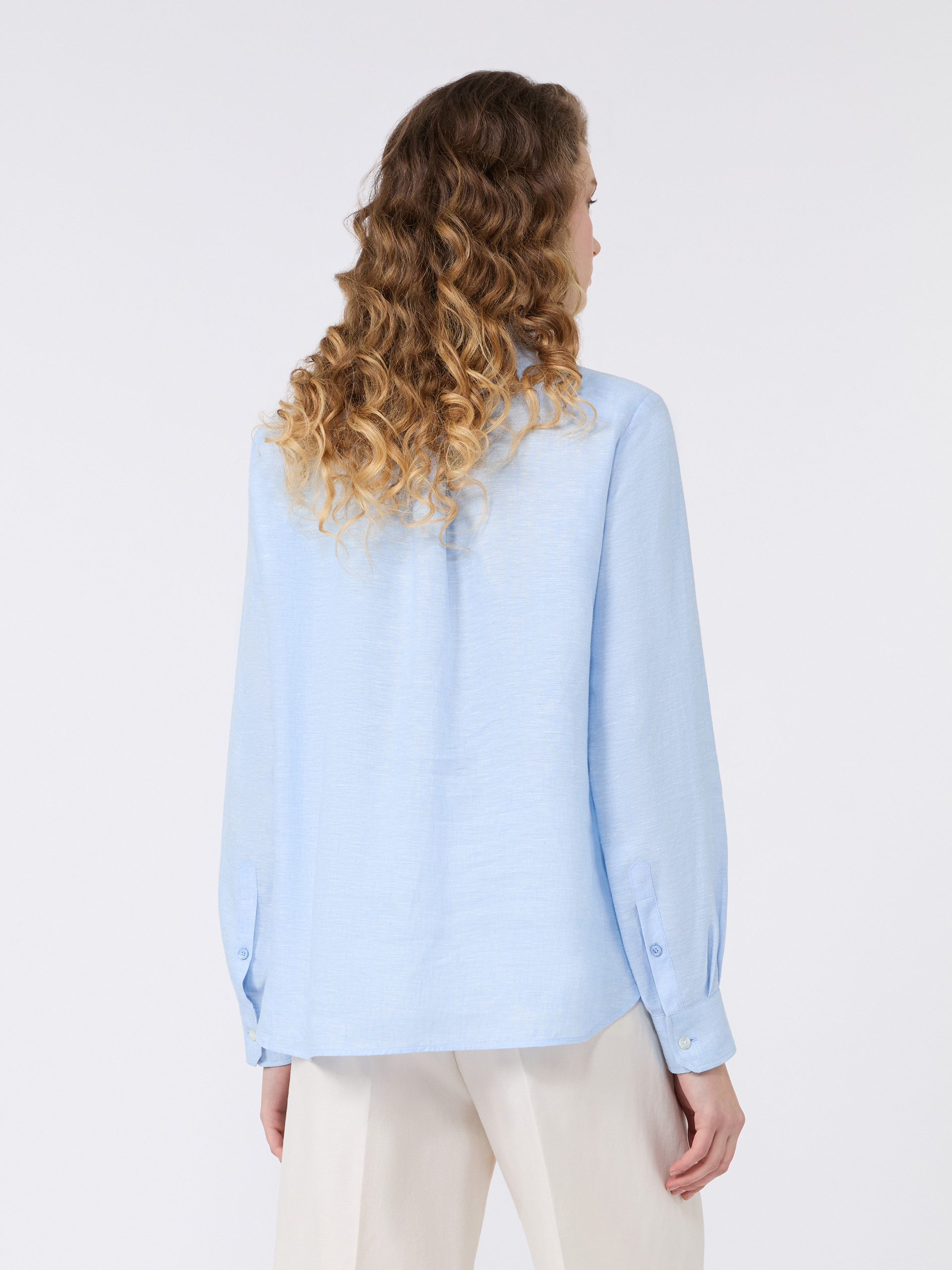 Linen fabric shirt - SKY BLUE - Weekend Max Mara - 3