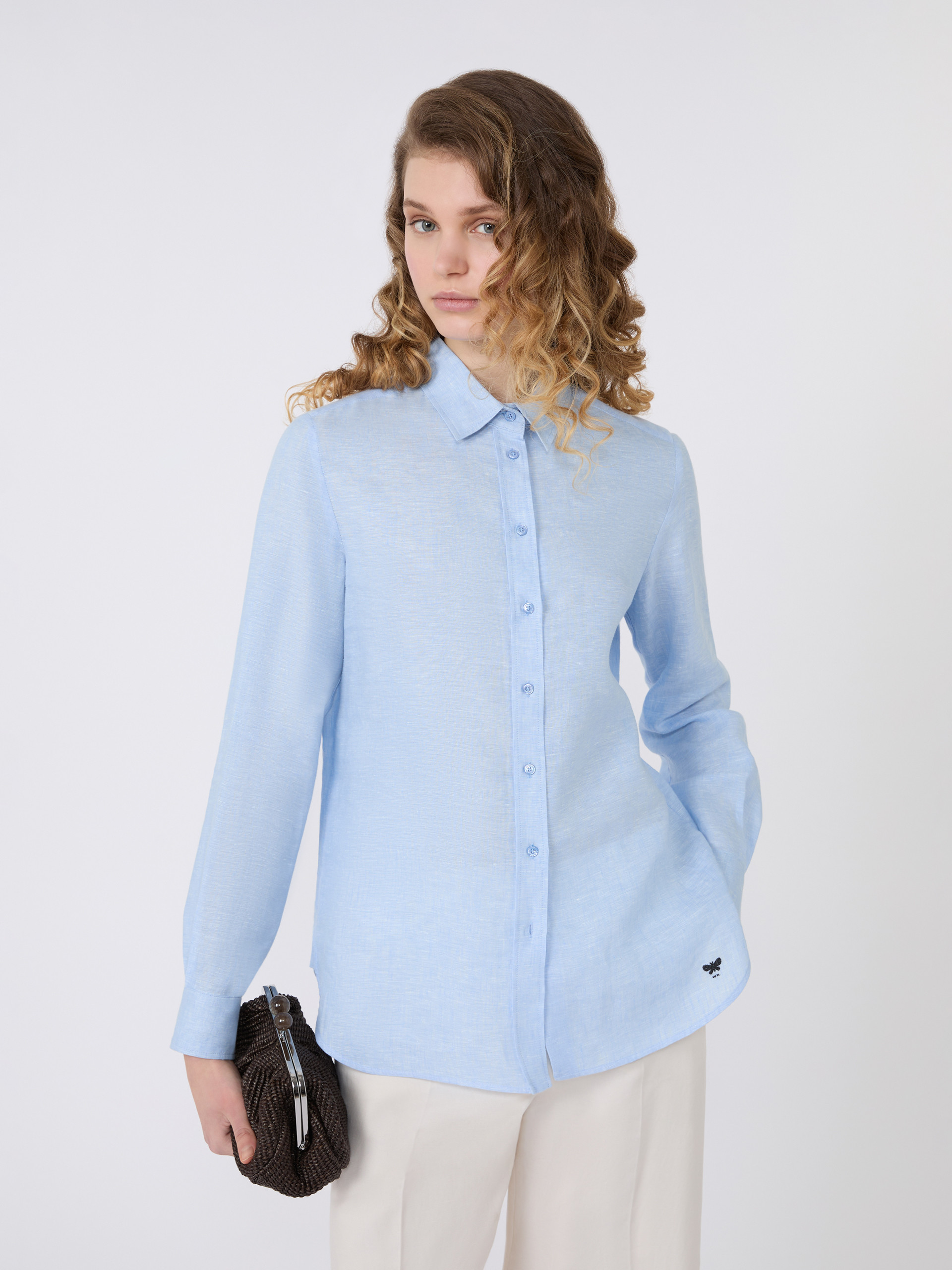 Linen fabric shirt - SKY BLUE - Weekend Max Mara - 4