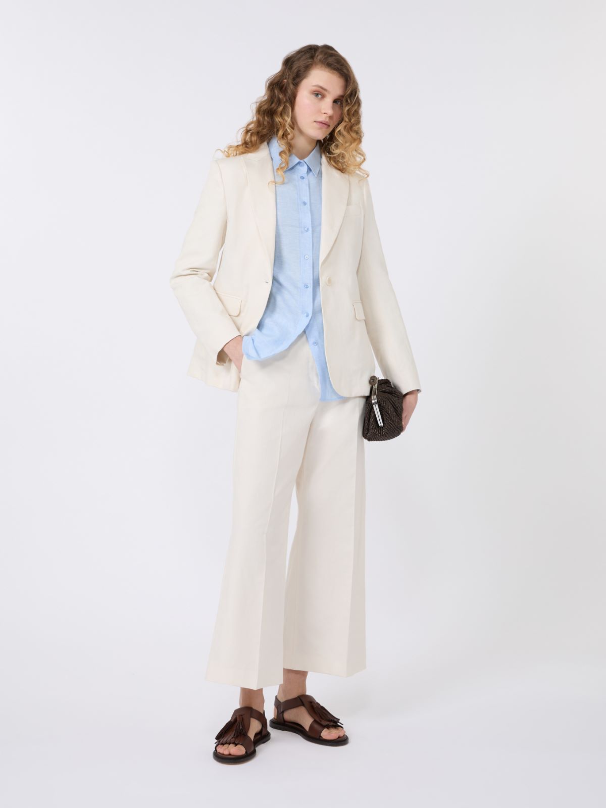 Linen fabric shirt - SKY BLUE - Weekend