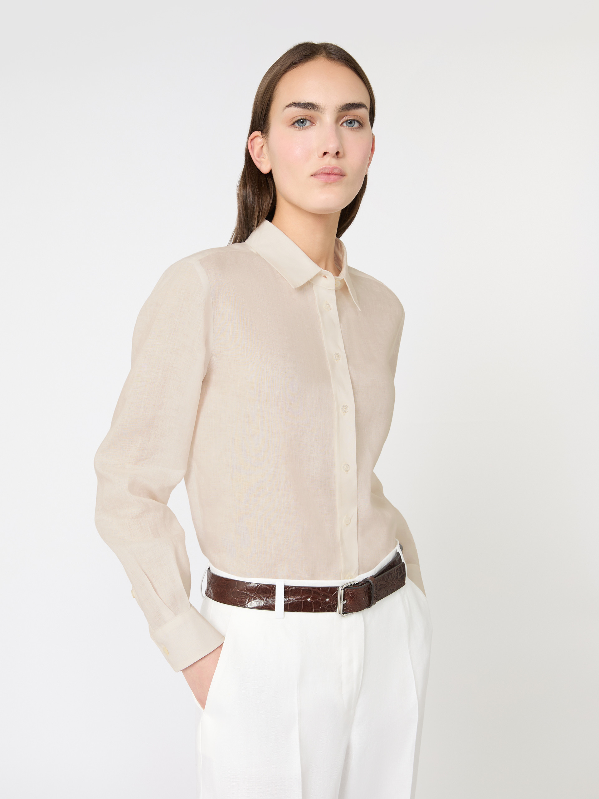 Linen fabric shirt - ECRU - Weekend Max Mara - 4