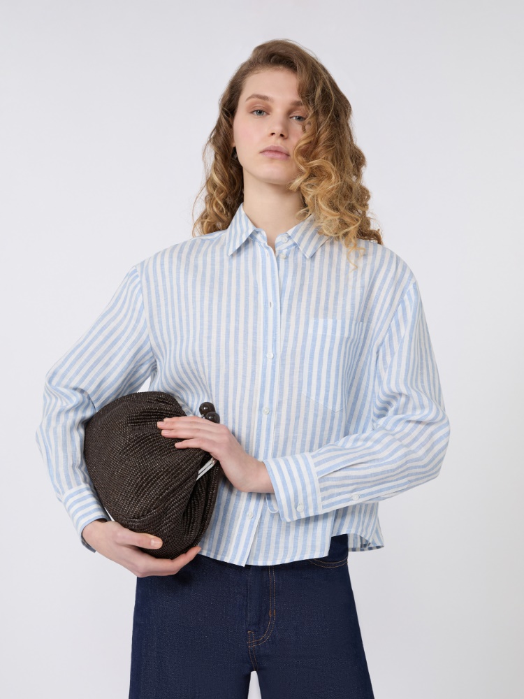 Linen canvas boxy shirt - LIGHT BLUE - Weekend
