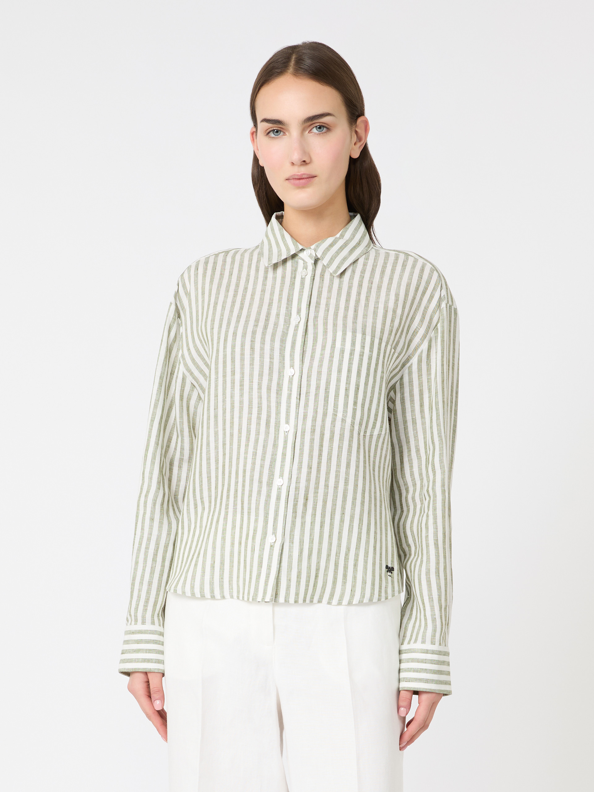 Linen canvas boxy shirt - KAKI - Weekend Max Mara - 2