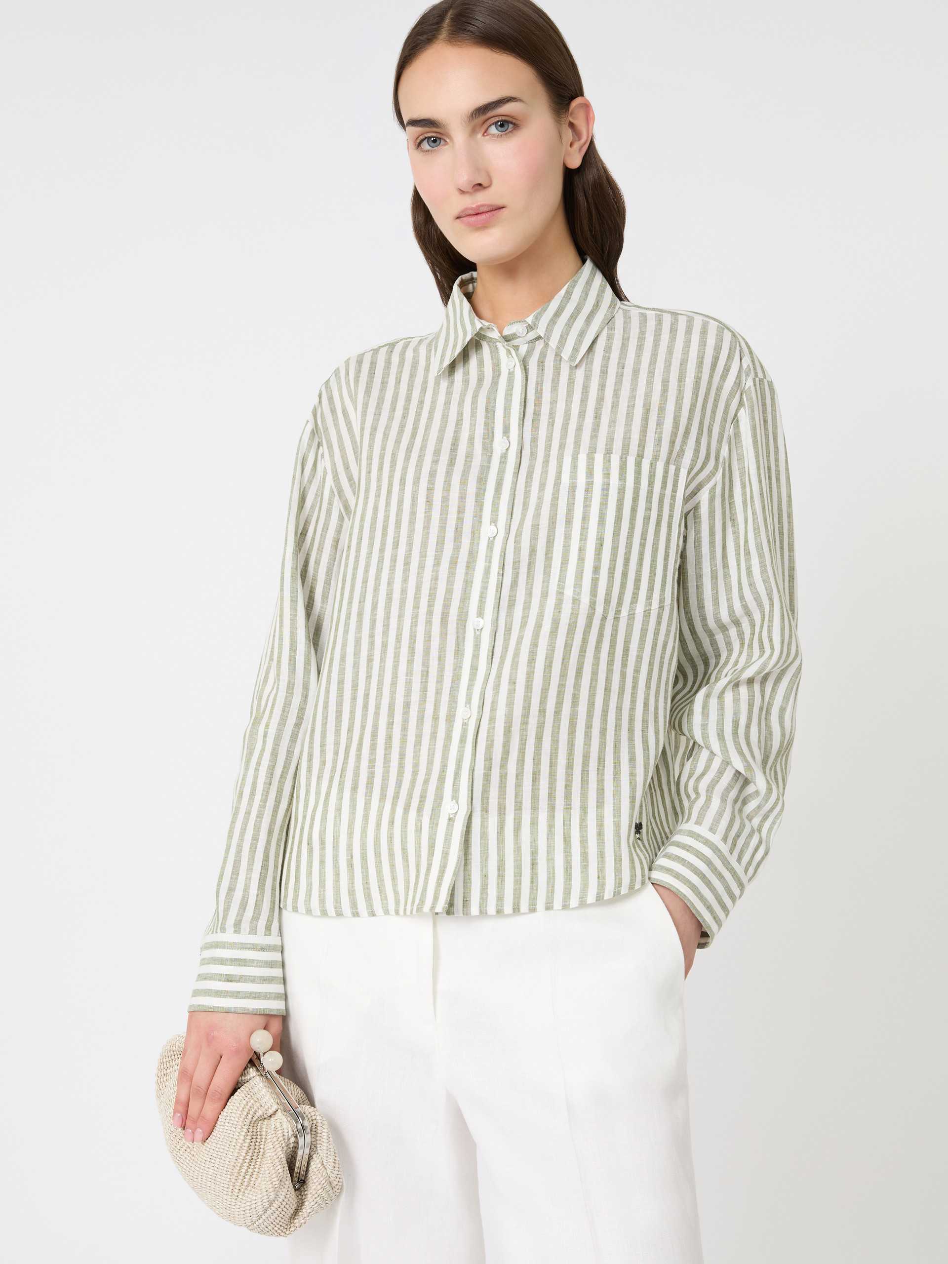 Linen canvas boxy shirt - KAKI - Weekend Max Mara - 4
