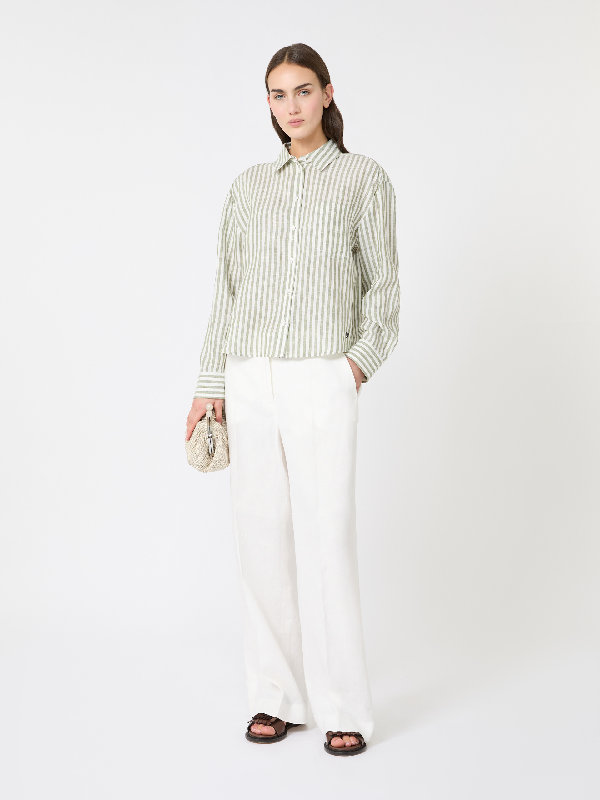 Linen canvas boxy shirt - KAKI - Weekend Max Mara