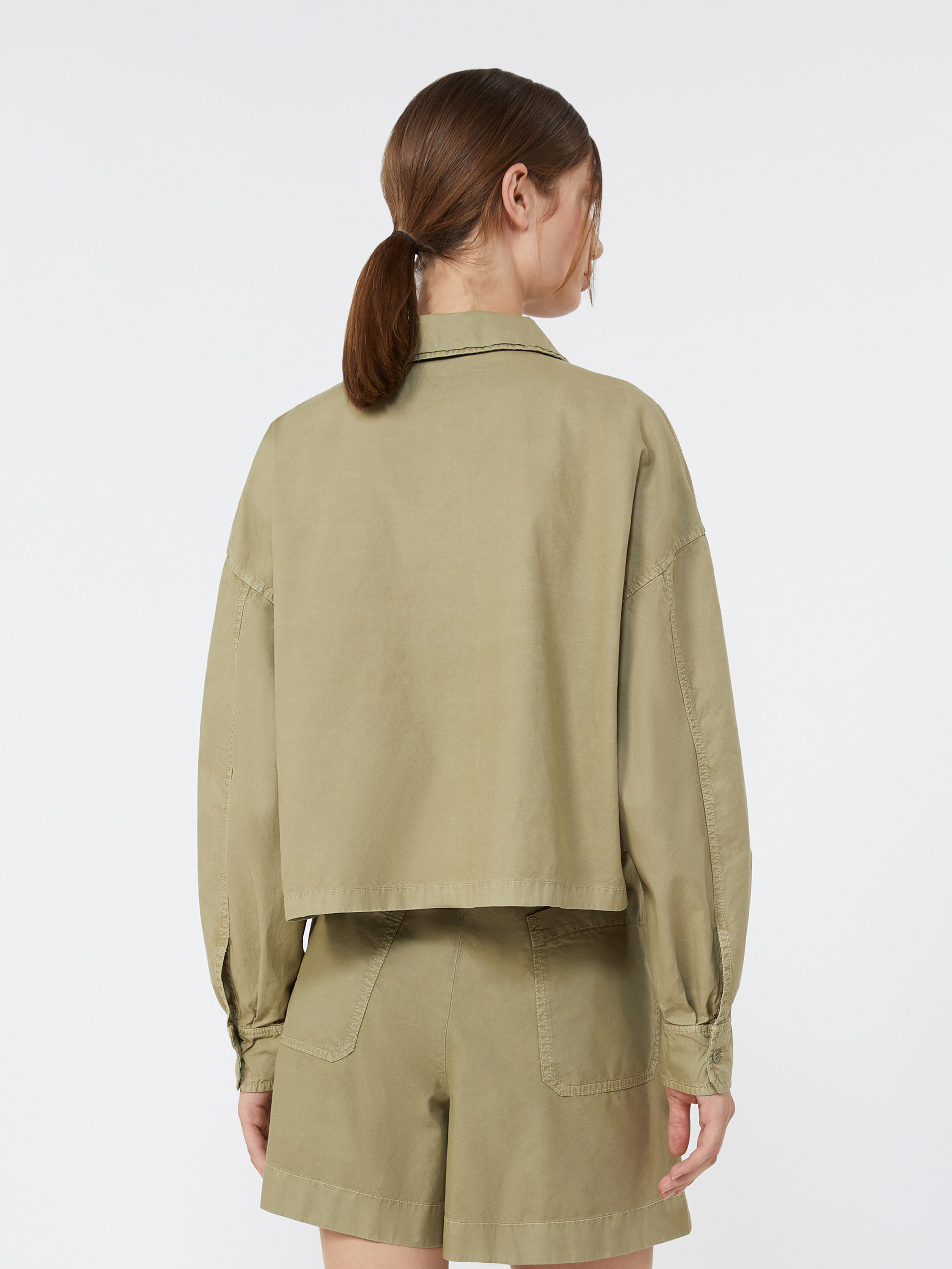 Boxy cotton Panama shirt - OLIVE GREEN - Weekend Max Mara - 3