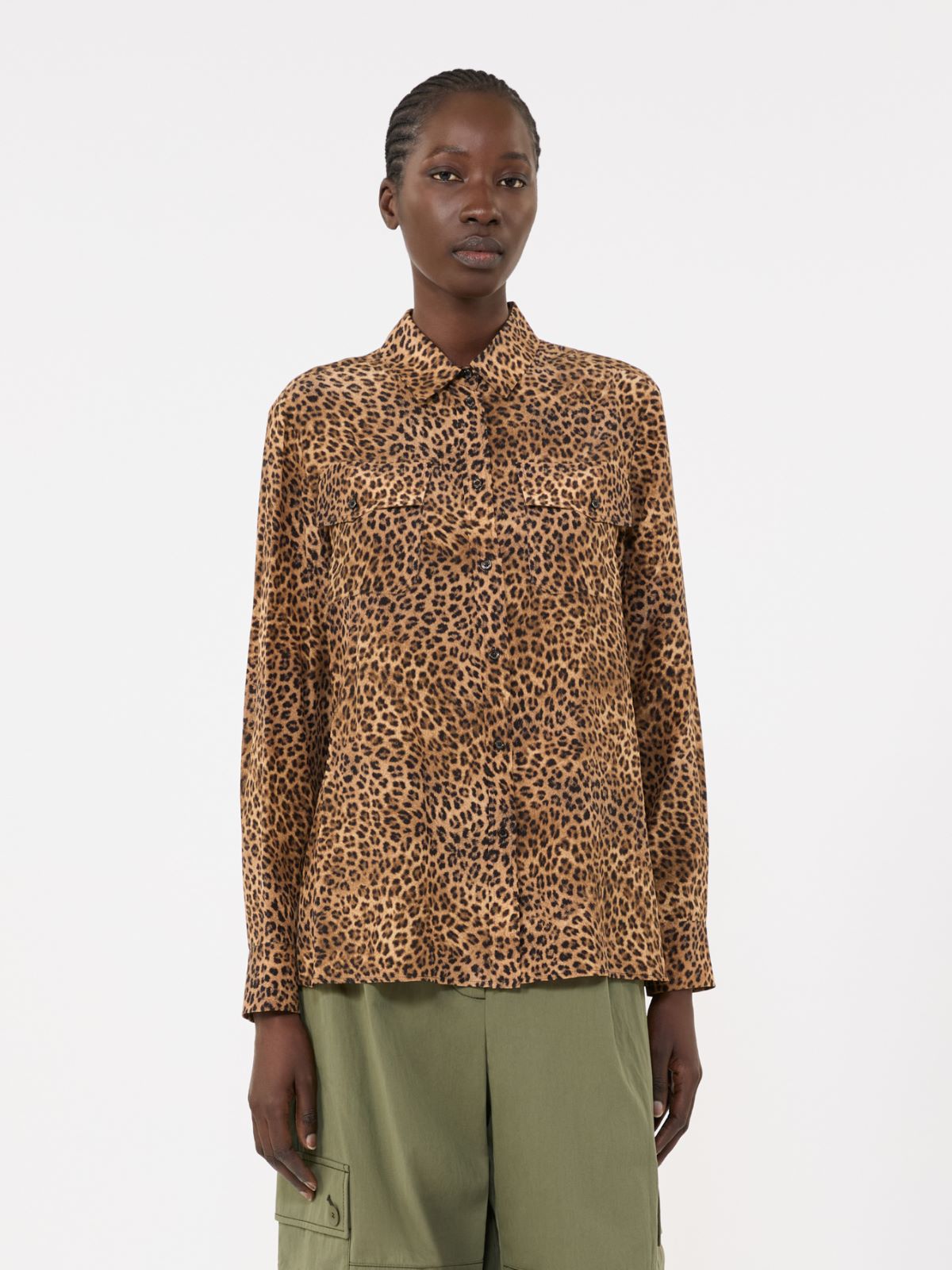 Printed silk pocket shirt - CAMEL - Weekend - 2