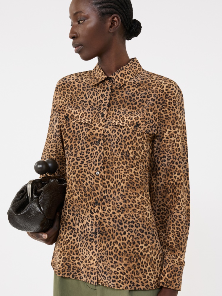 Printed silk pocket shirt - CAMEL - Weekend