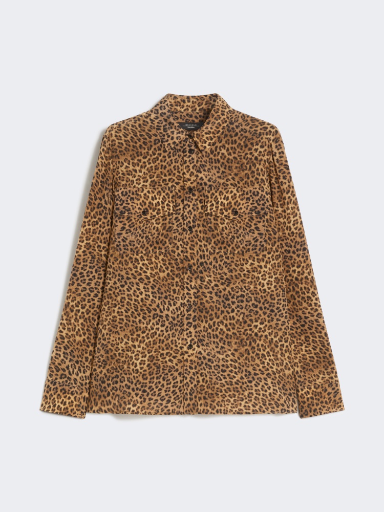 Printed silk pocket shirt - CAMEL - Weekend - 6