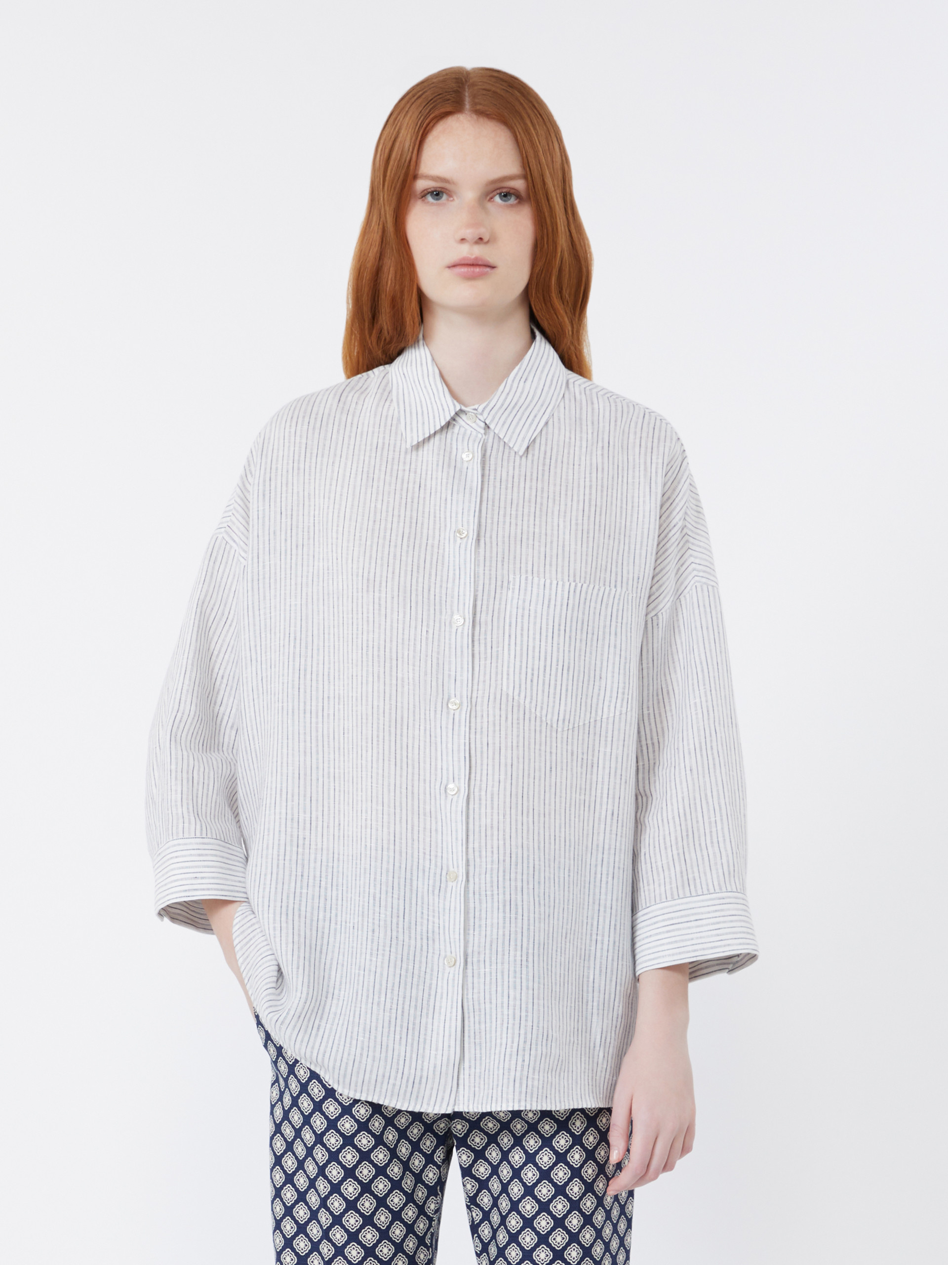 Striped linen canvas shirt - NAVY - Weekend Max Mara - 2