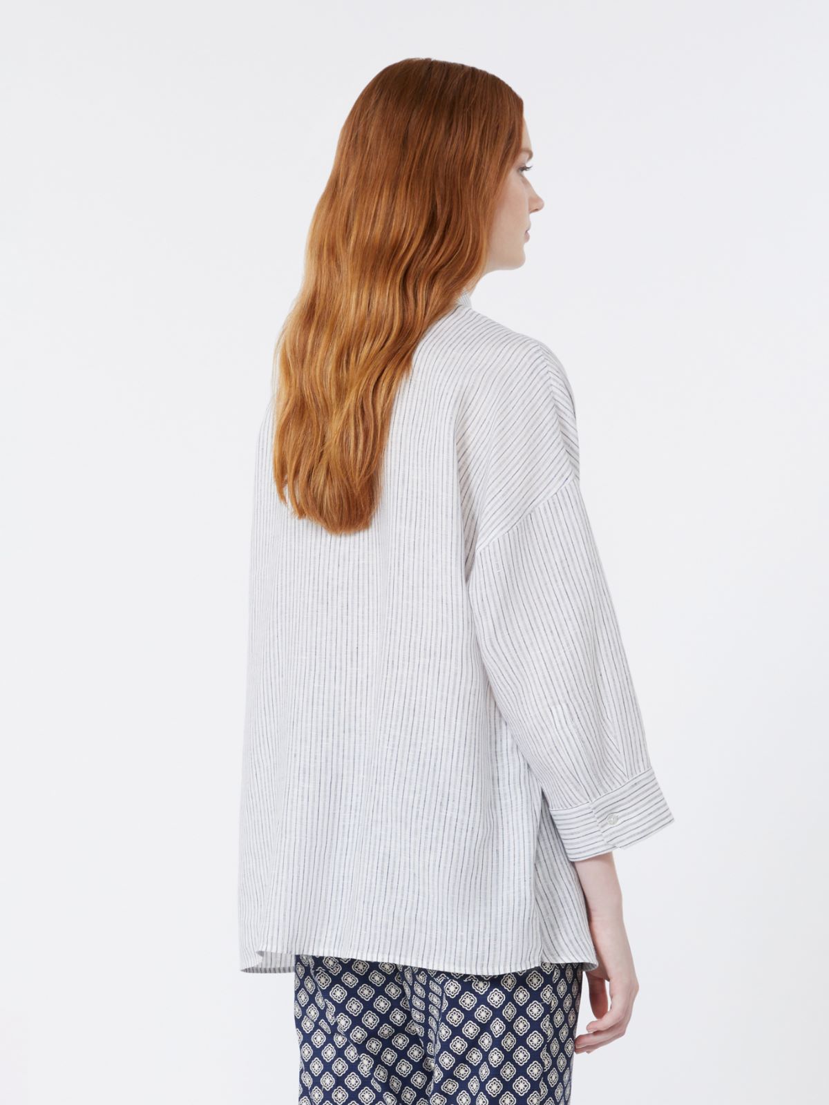 Striped linen canvas shirt - NAVY - Weekend - 3