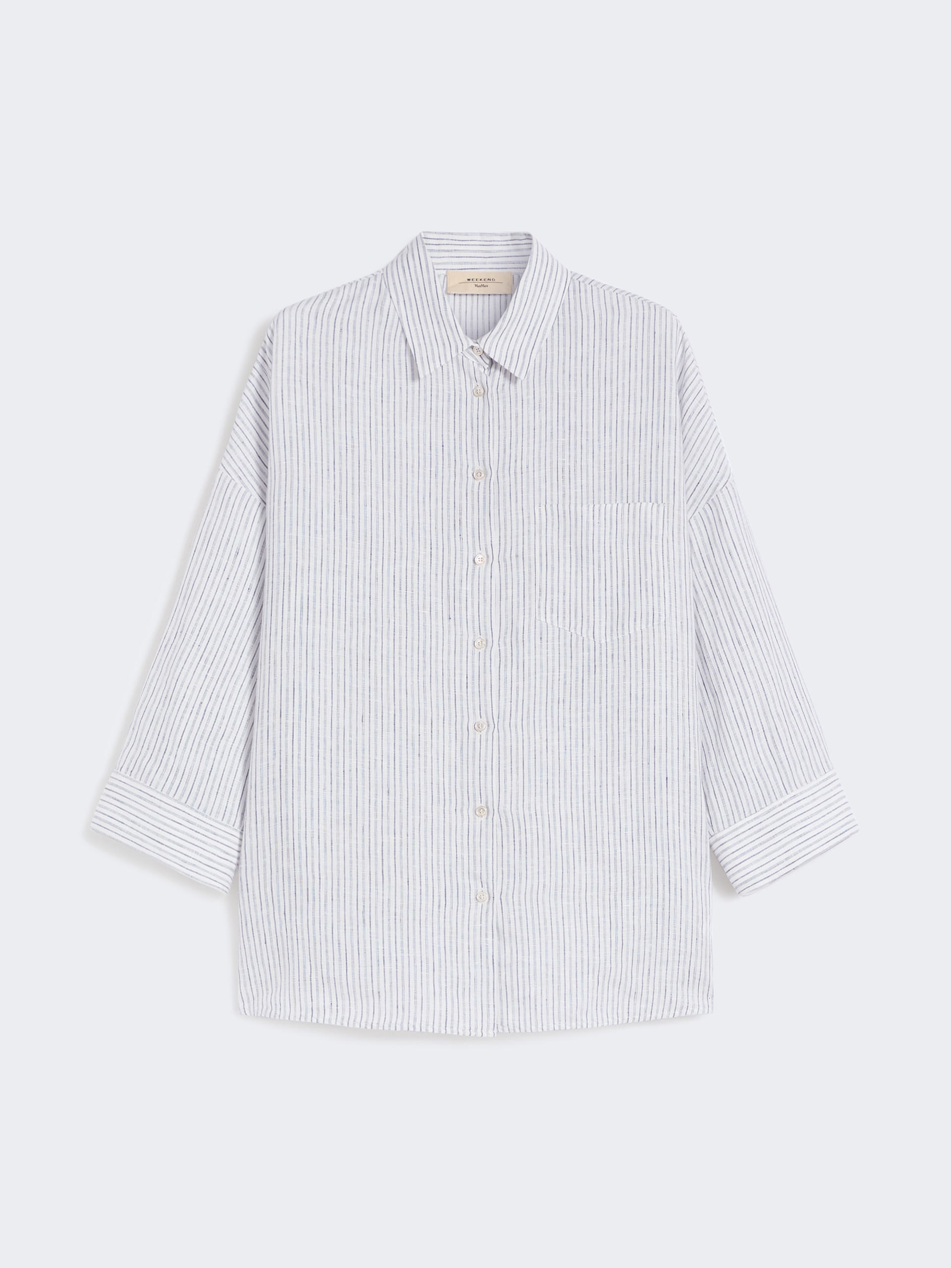 Striped linen canvas shirt - NAVY - Weekend Max Mara - 5