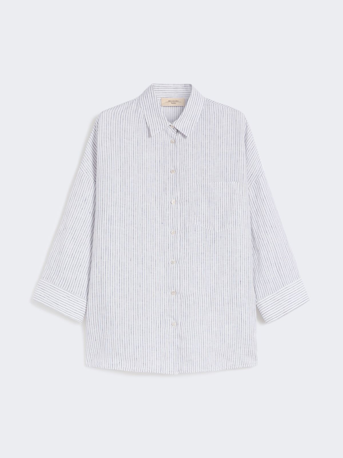 Striped linen canvas shirt - NAVY - Weekend - 5