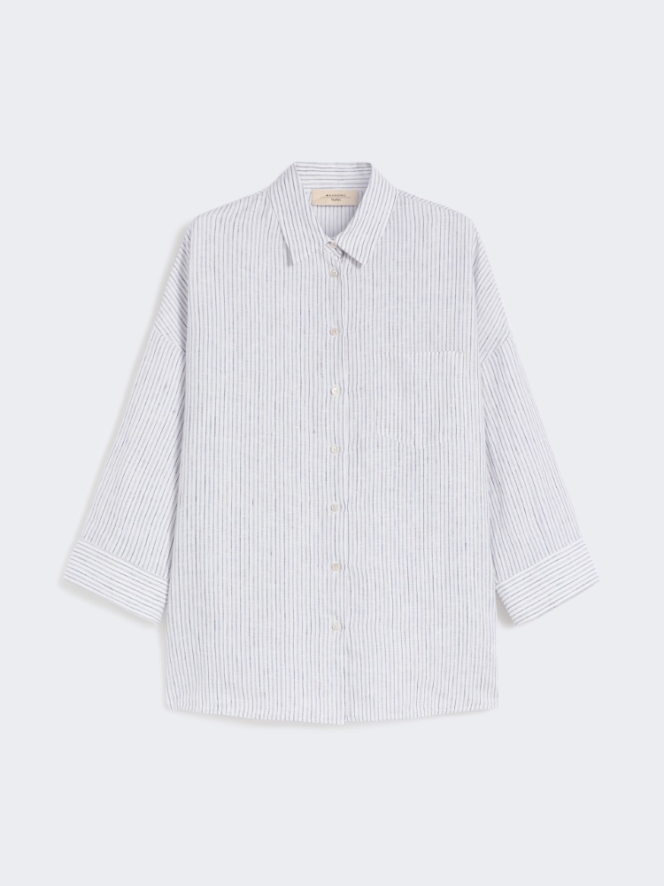 Striped linen canvas shirt - NAVY - Weekend - 6