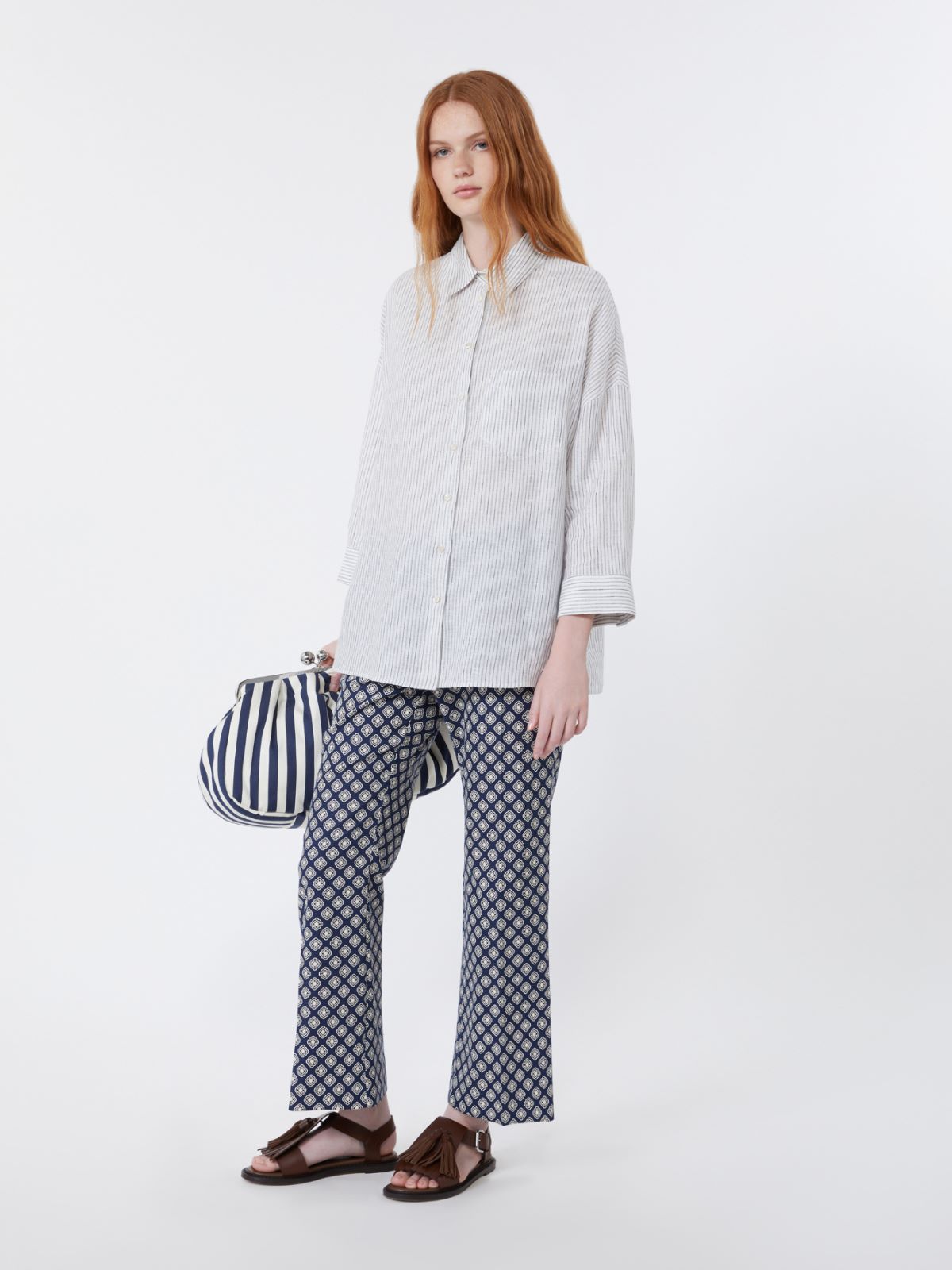 Striped linen canvas shirt - NAVY - Weekend