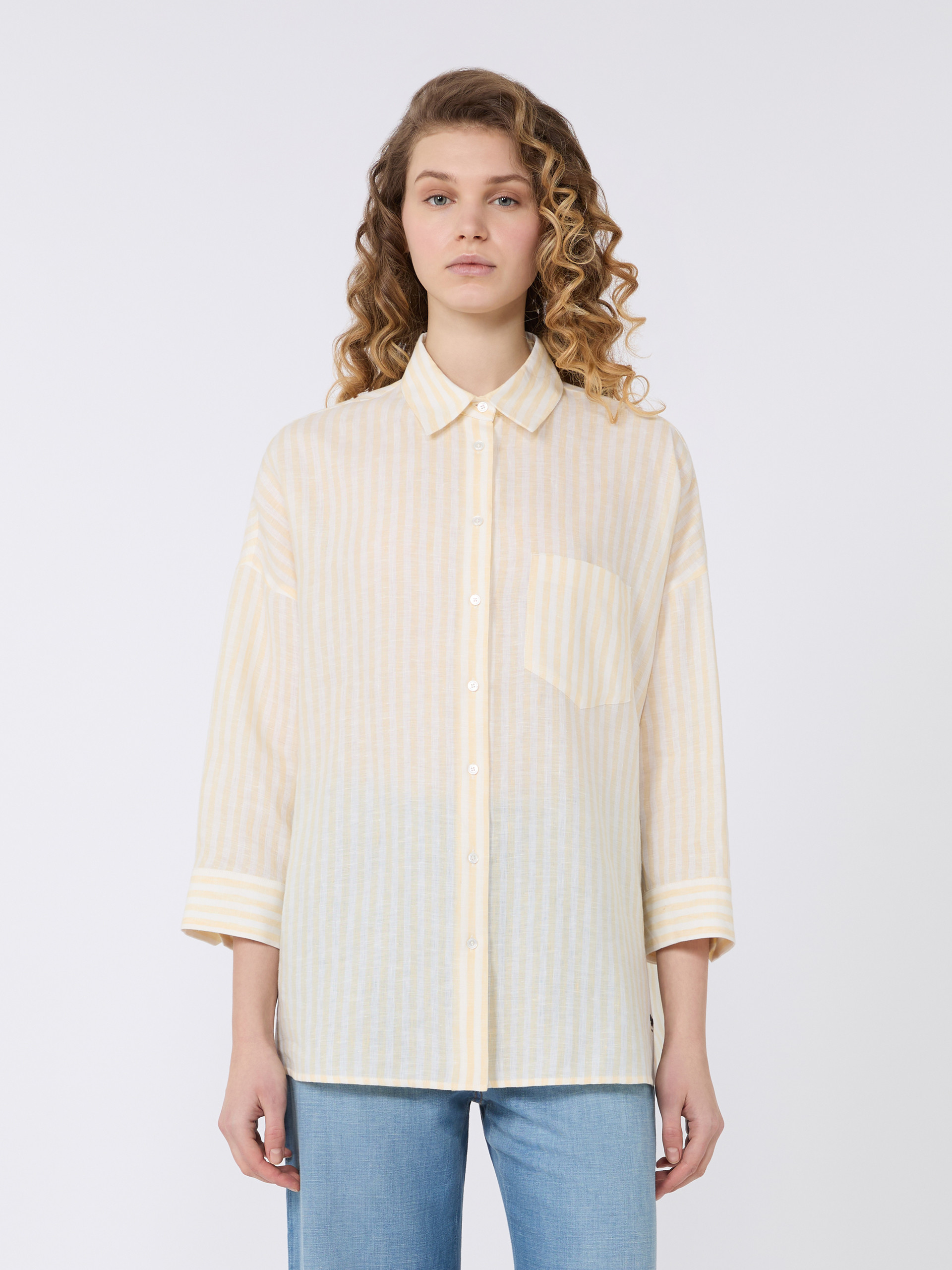 Striped linen canvas shirt - LIGHT YELLOW - Weekend Max Mara - 2