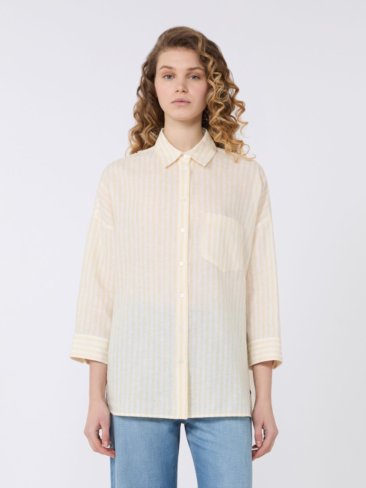 Striped linen canvas shirt - LIGHT YELLOW - Weekend - 2
