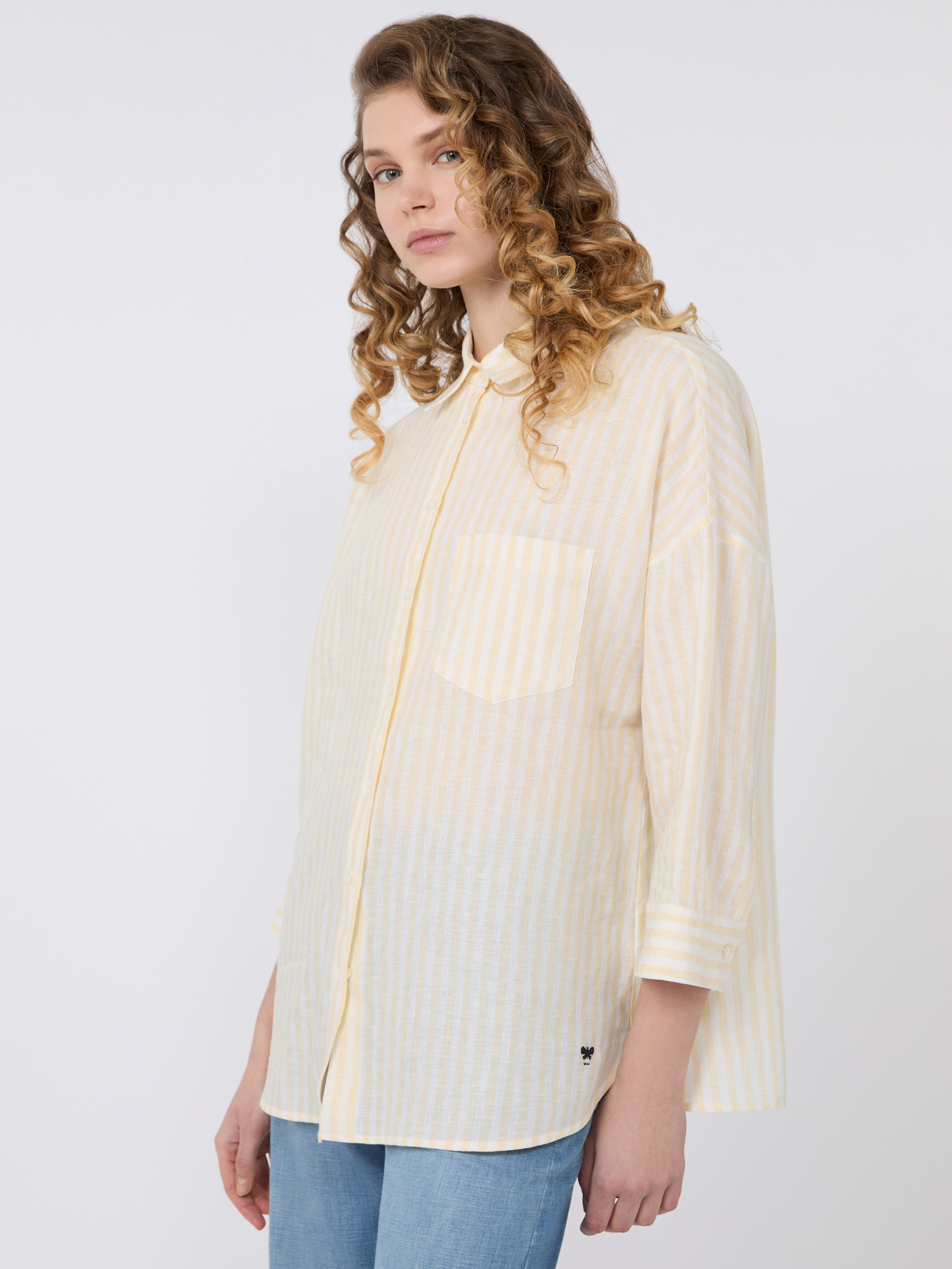 Striped linen canvas shirt - LIGHT YELLOW - Weekend Max Mara - 4