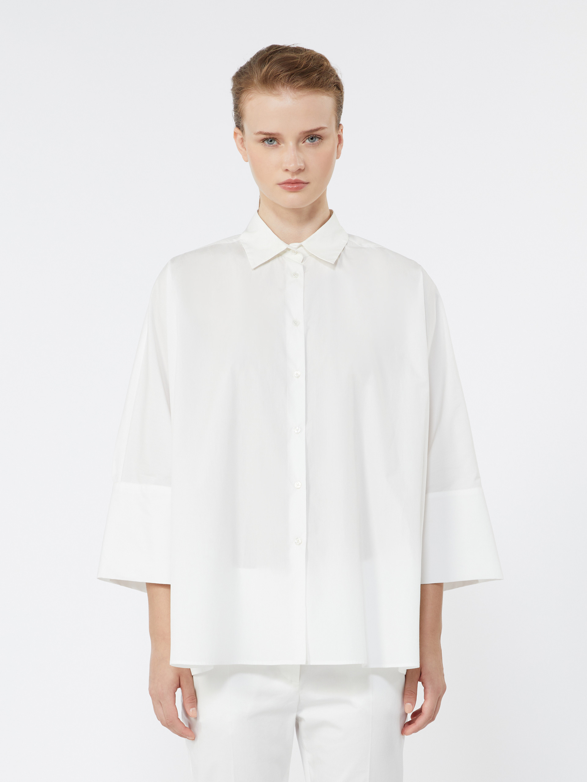 Cotton poplin oversize shirt - WHITE - Weekend Max Mara - 2