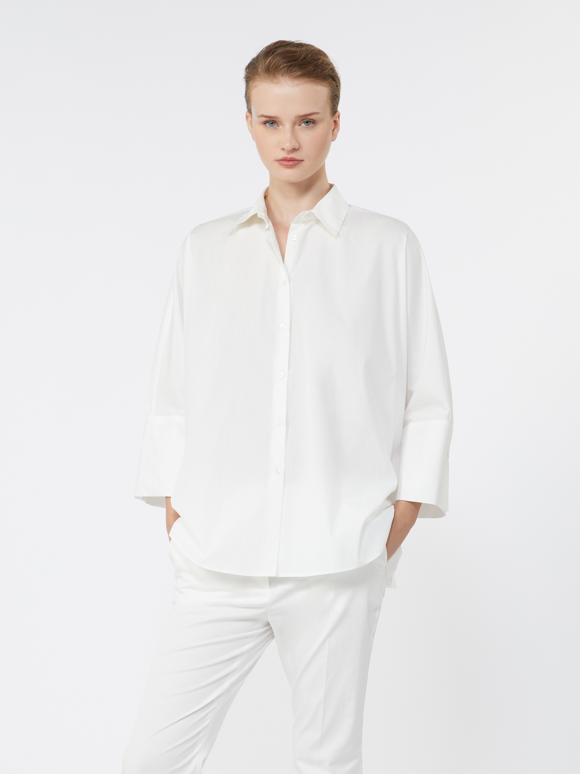 Cotton poplin oversize shirt - WHITE - Weekend Max Mara - 4