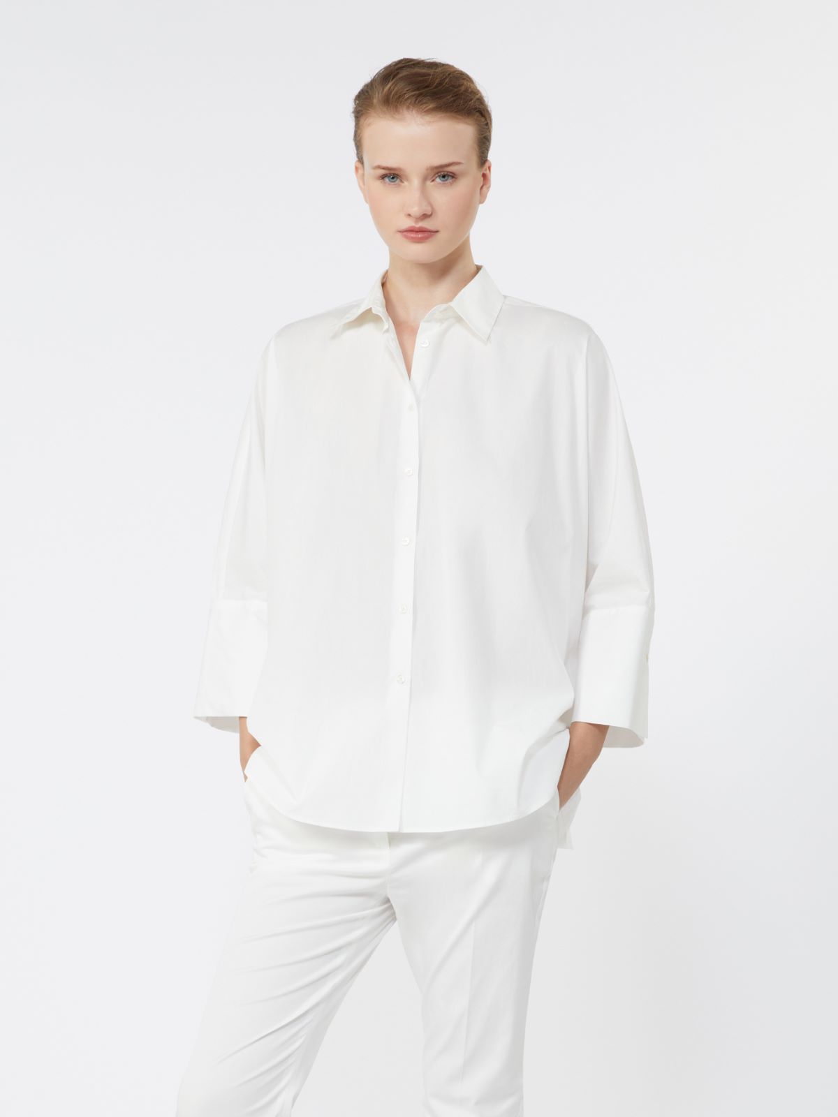 Cotton poplin oversize shirt - WHITE - Weekend - 4