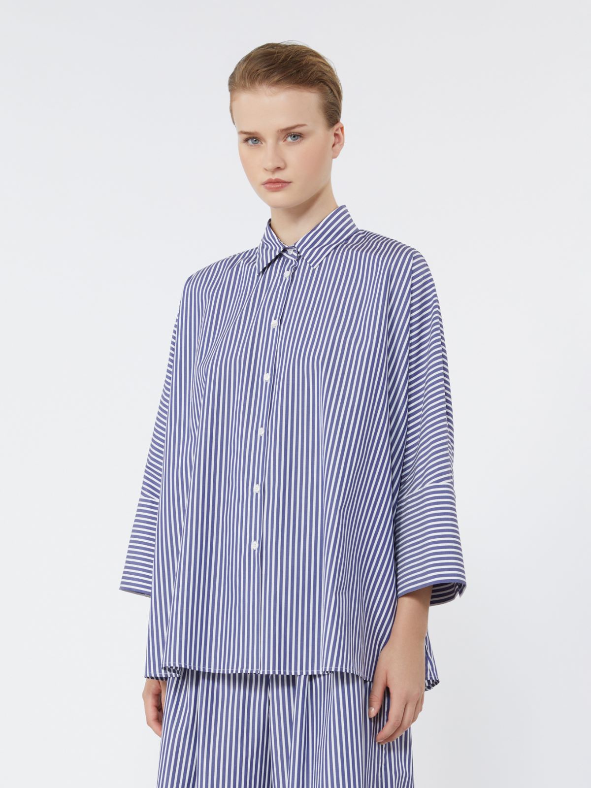 Cotton poplin oversize shirt - NAVY - Weekend - 2
