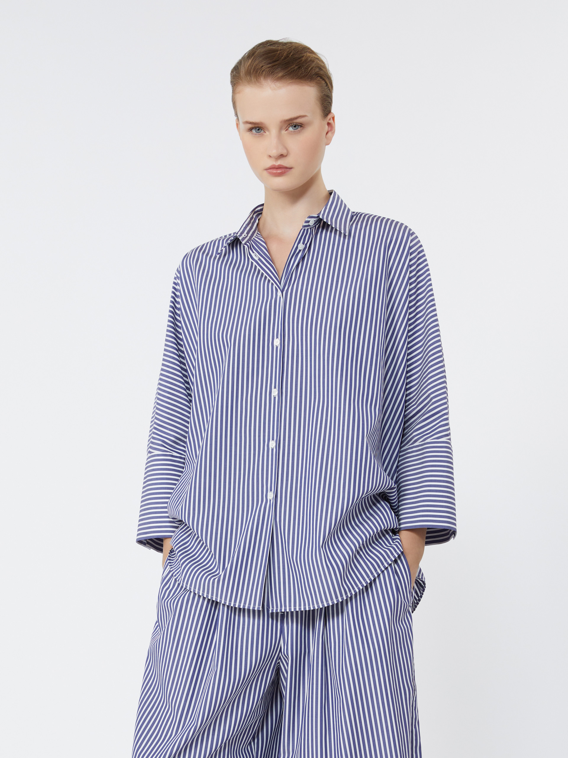 Cotton poplin oversize shirt - NAVY - Weekend Max Mara - 4